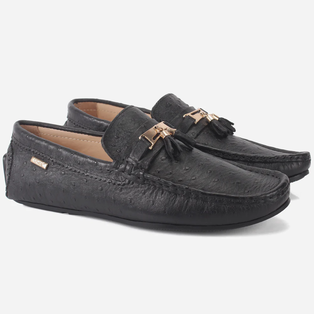 Mens "JOSHEPH" Leather Flat Slip Ons Moccasins - Image 2