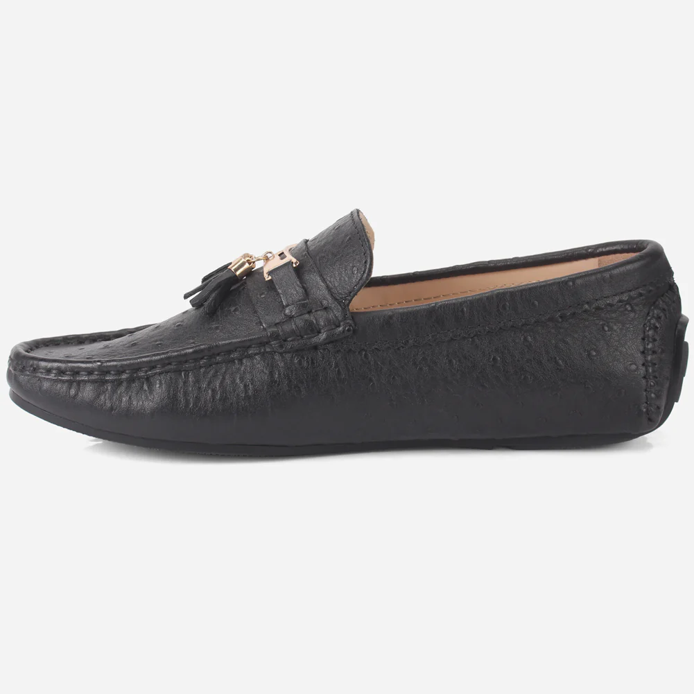 Mens "JOSHEPH" Leather Flat Slip Ons Moccasins - Image 3
