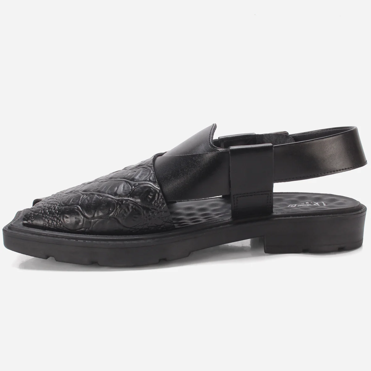 Mens "KAIDEN" Textured Leather Peshawari Sandals - Image 3