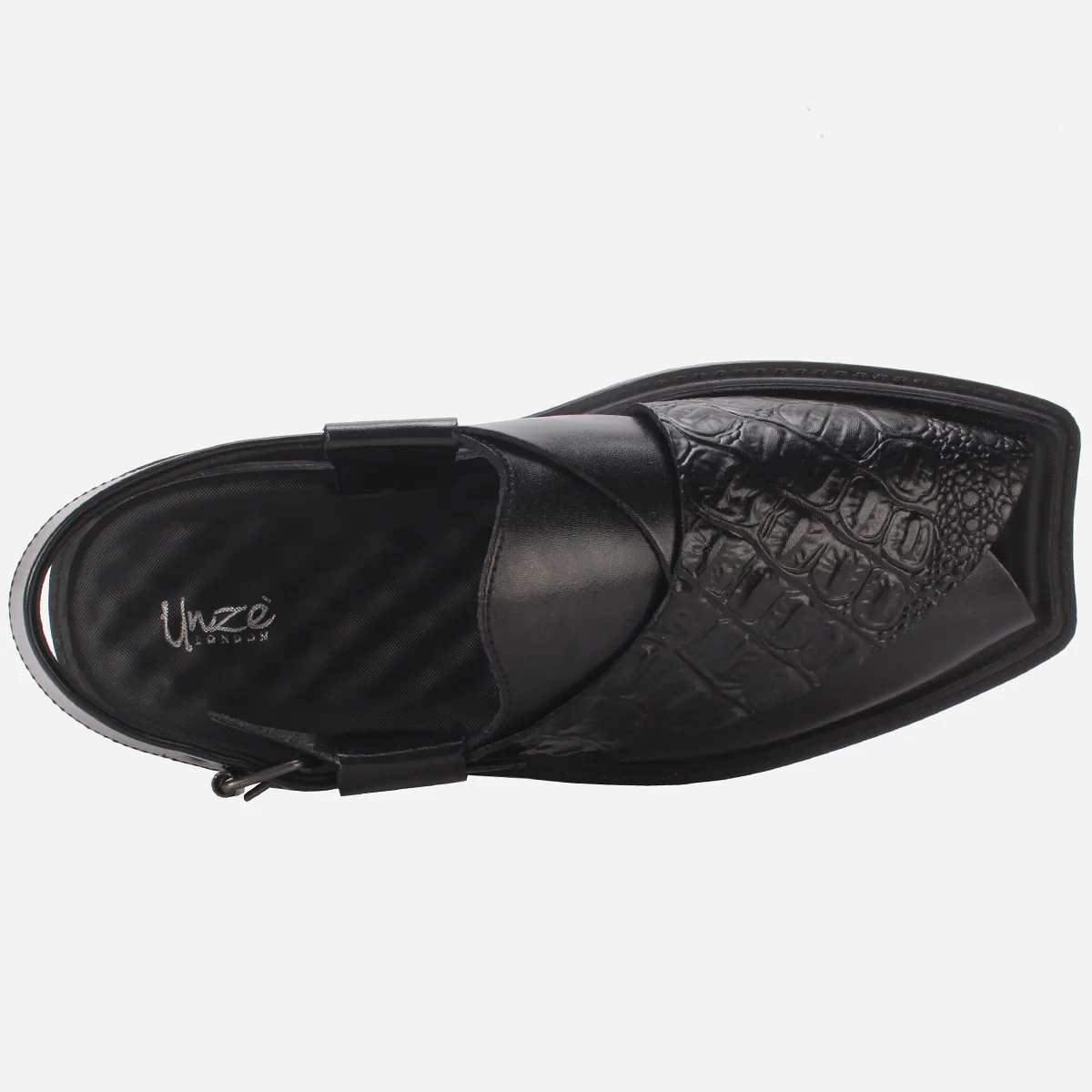 Mens "KAIDEN" Textured Leather Peshawari Sandals - Image 4