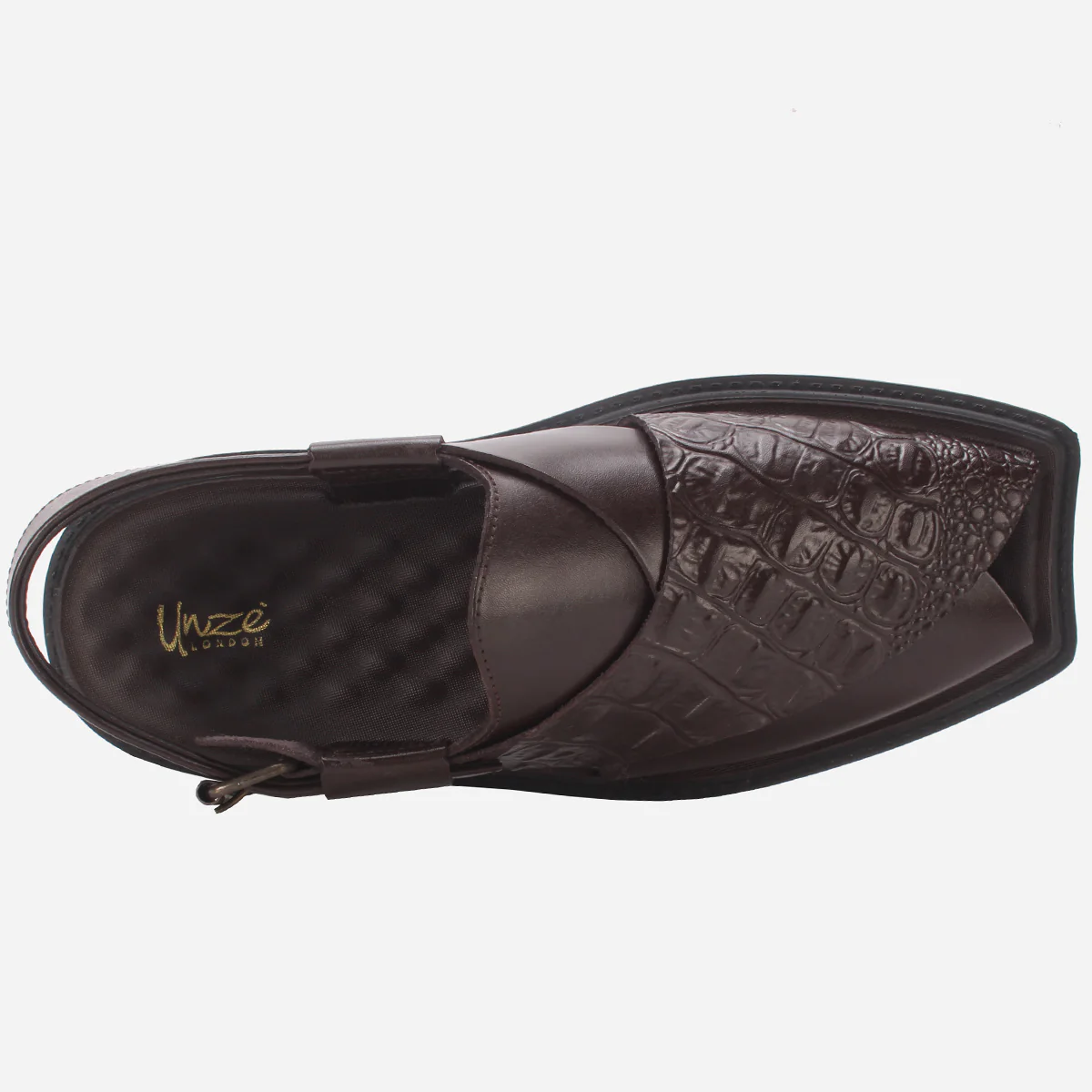 Mens "KAIDEN" Textured Leather Peshawari Sandals - Image 5