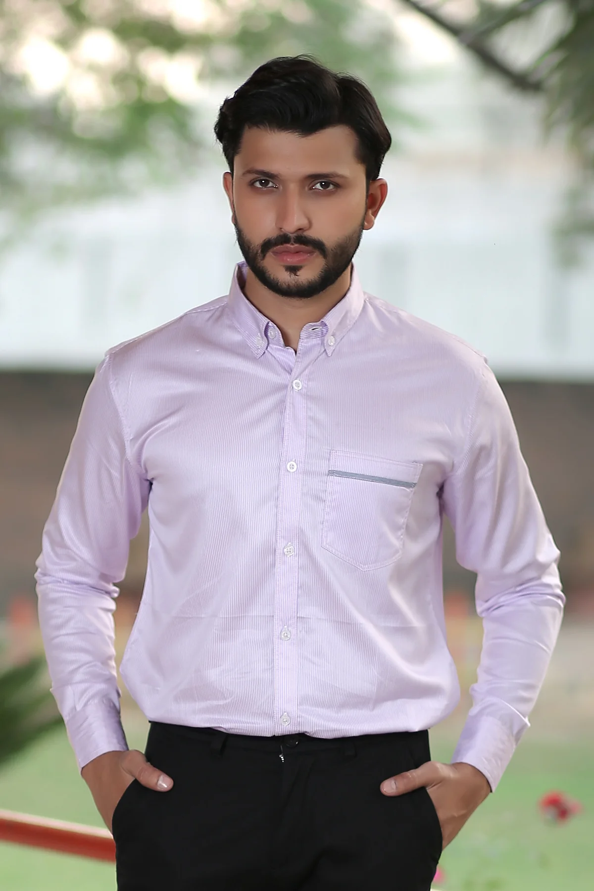 Men's "KAYSON" Cotton Full Sleeves Striped Casual Shirt - Image 4