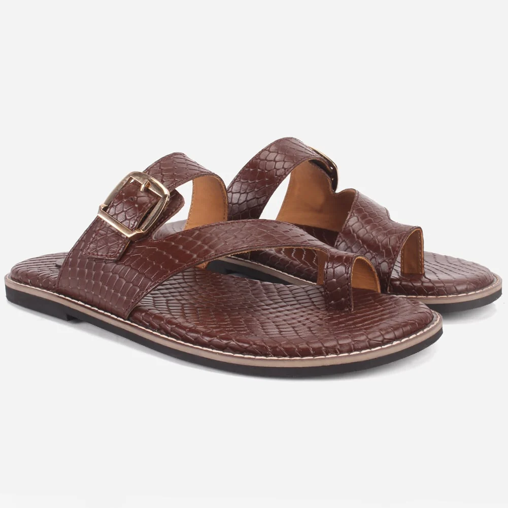 Mens "KLING" Leather Buckled Summer Slippers - Image 2