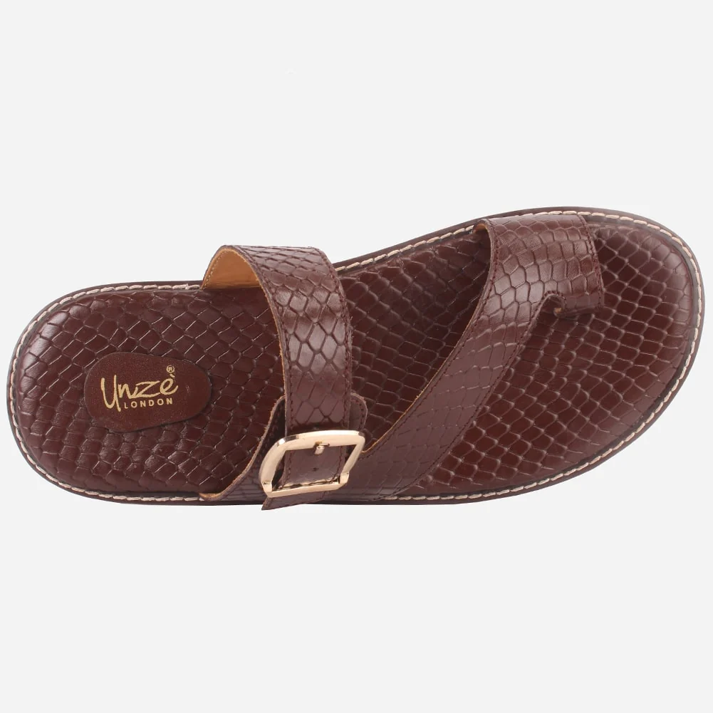 Mens "KLING" Leather Buckled Summer Slippers - Image 4