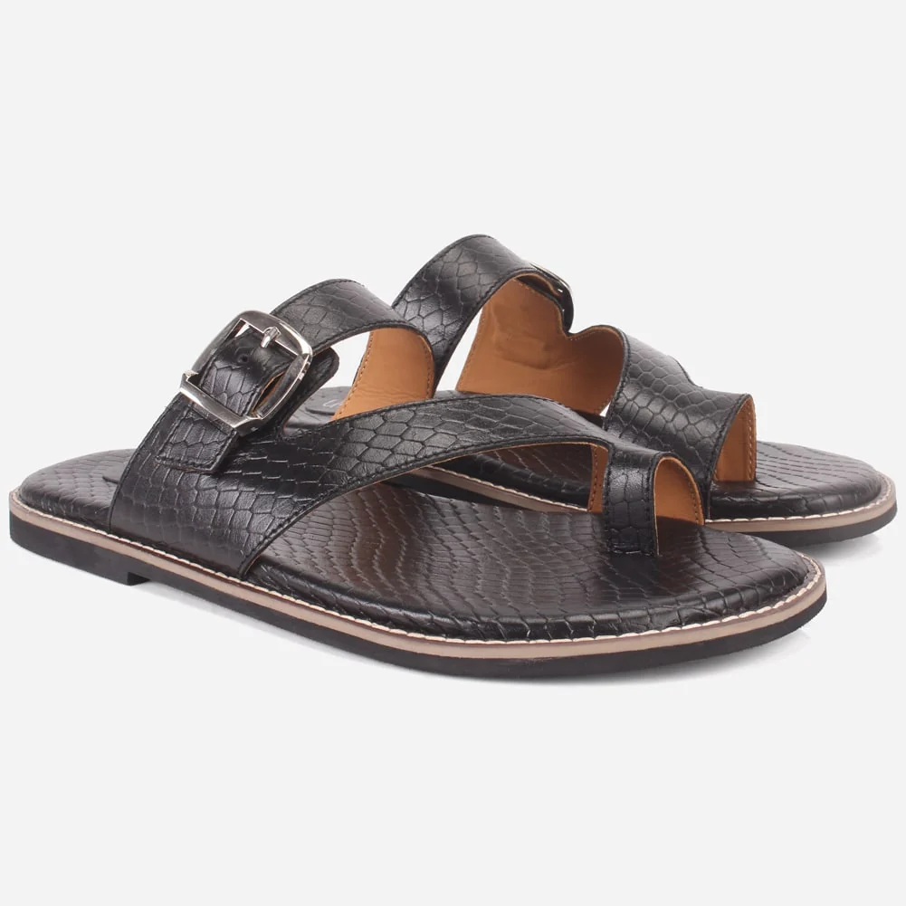Mens "KLING" Leather Buckled Summer Slippers - Image 2