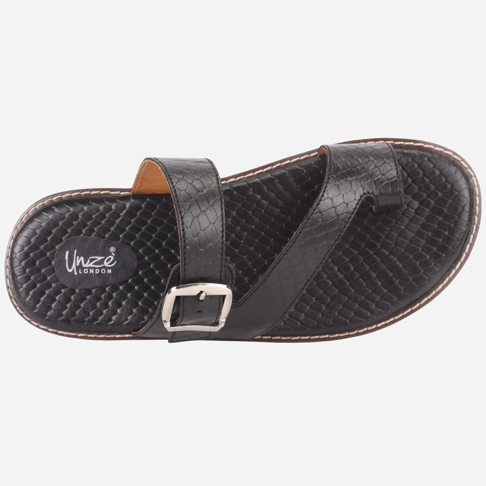 Mens "KLING" Leather Buckled Summer Slippers - Image 4