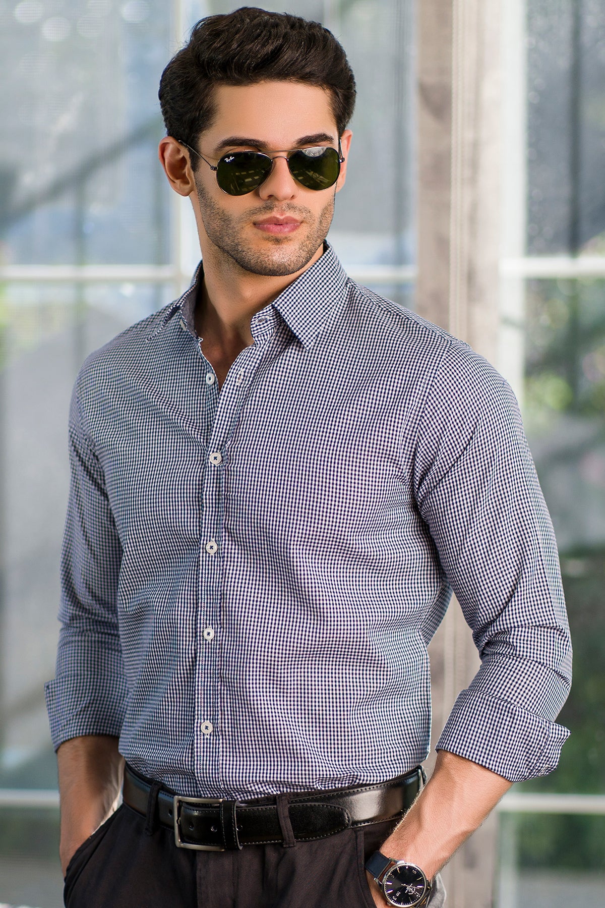 Men's "KOHEN" Cotton Full Sleeves Checked Designer Shirt