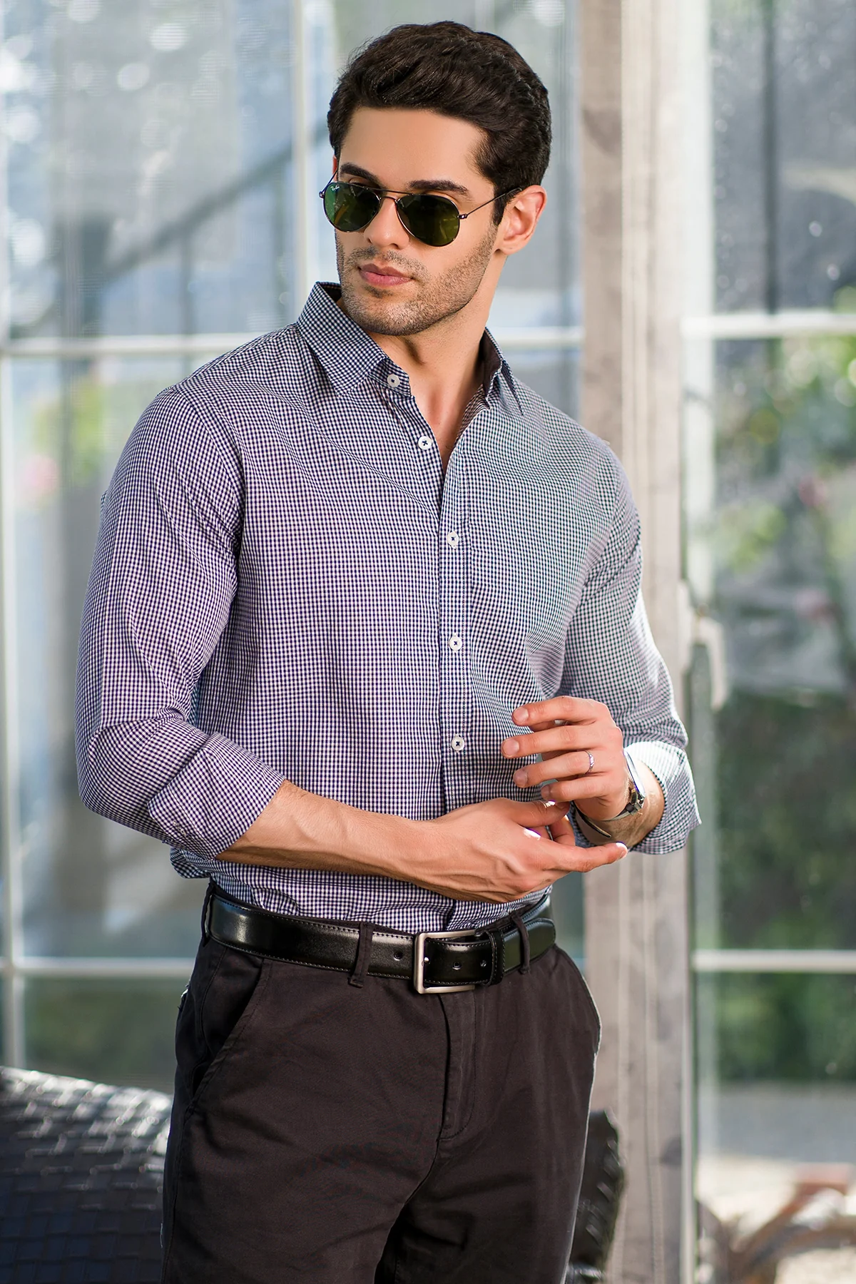 Men's "KOHEN" Cotton Full Sleeves Checked Designer Shirt - Image 4
