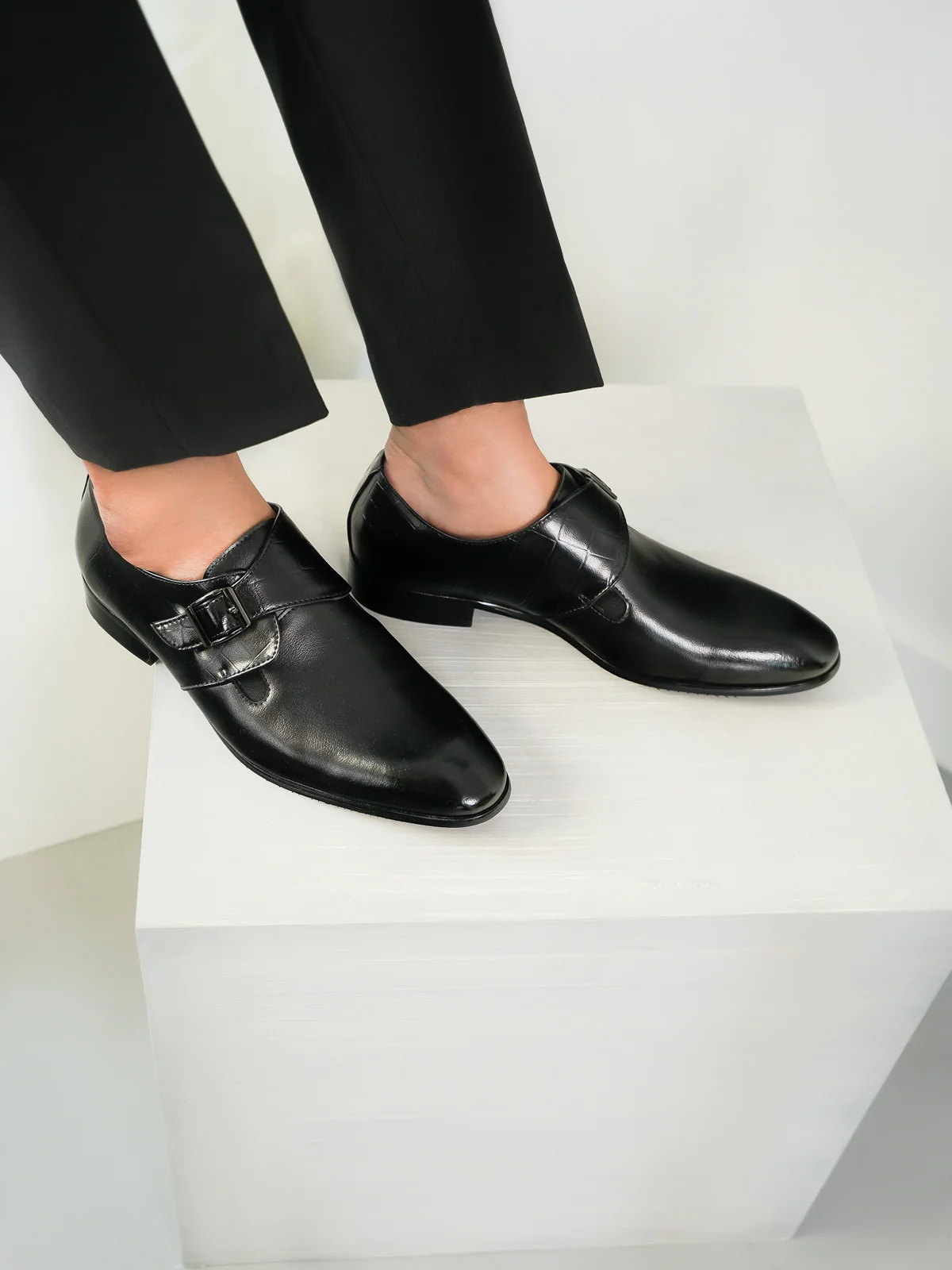 Mens "LAZARE" Monk Strap Leather Formal Shoes - Image 3