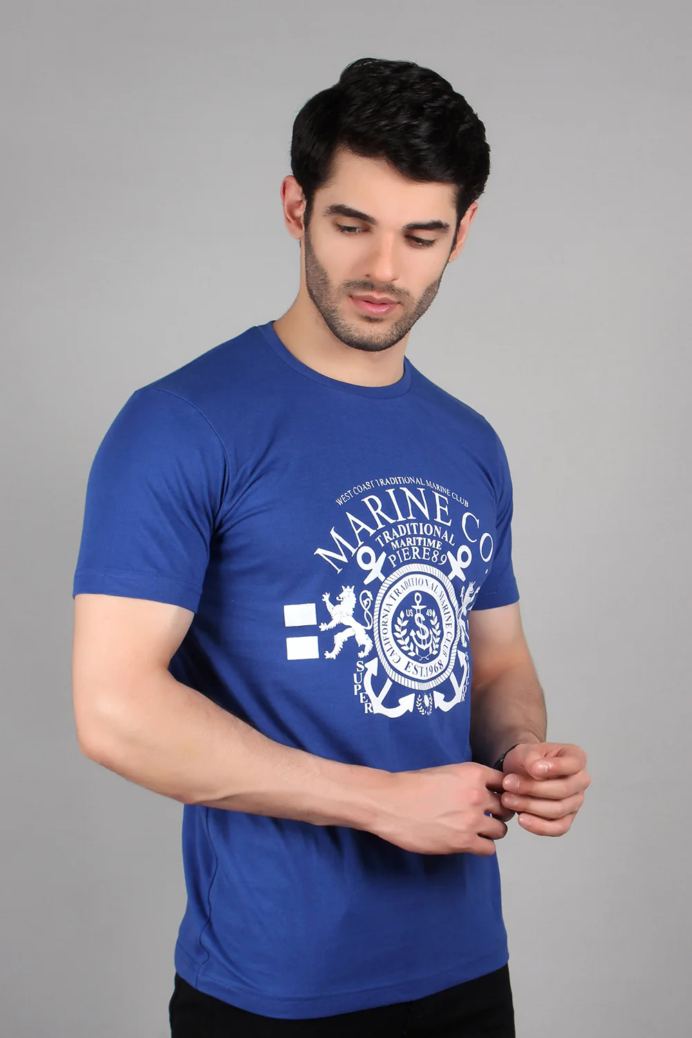 "MARINE" Casual Graphic Crew Neck T-Shirt - Image 4