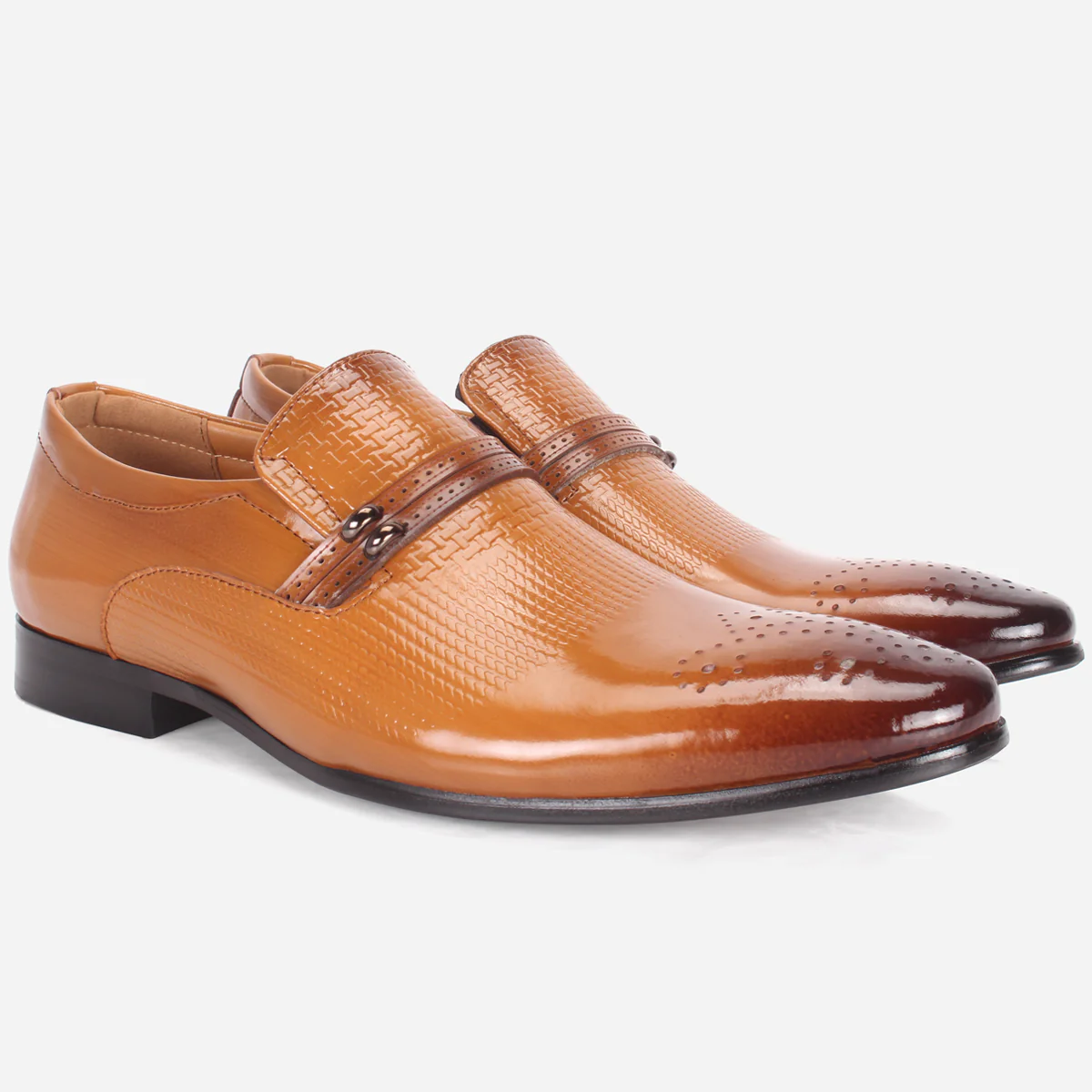 Mens "MILANO" Leather Dress Formal Slide In Shoes - Image 2