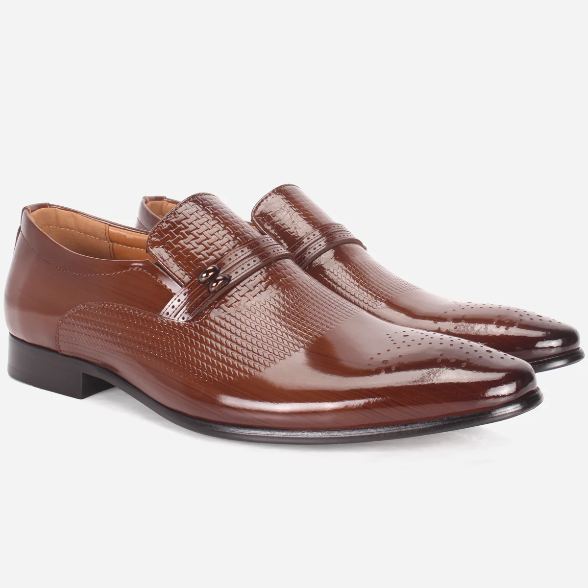 Mens "MILANO" Leather Dress Formal Slide In Shoes - Image 2