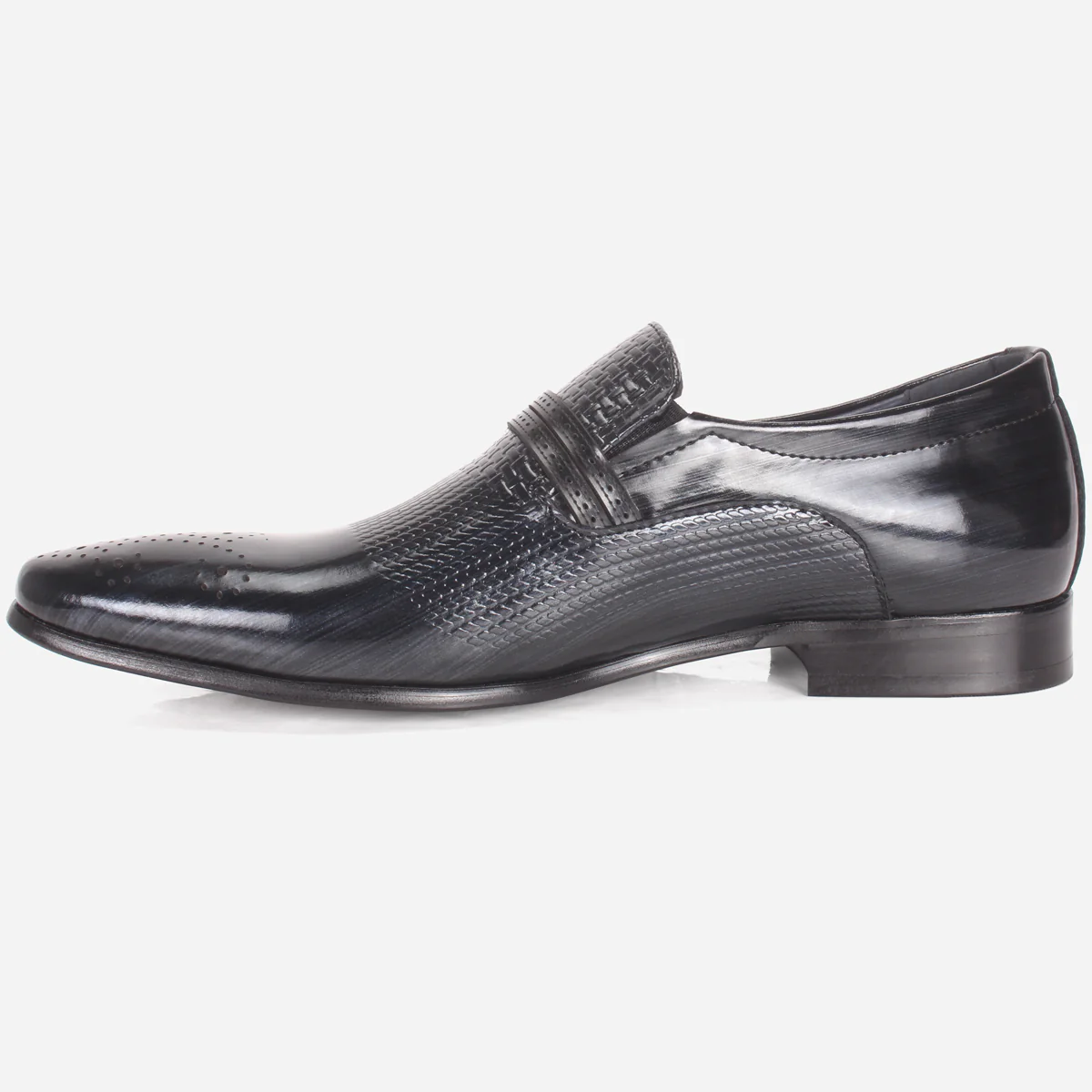 Mens "MILANO" Leather Dress Formal Slide In Shoes - Image 3