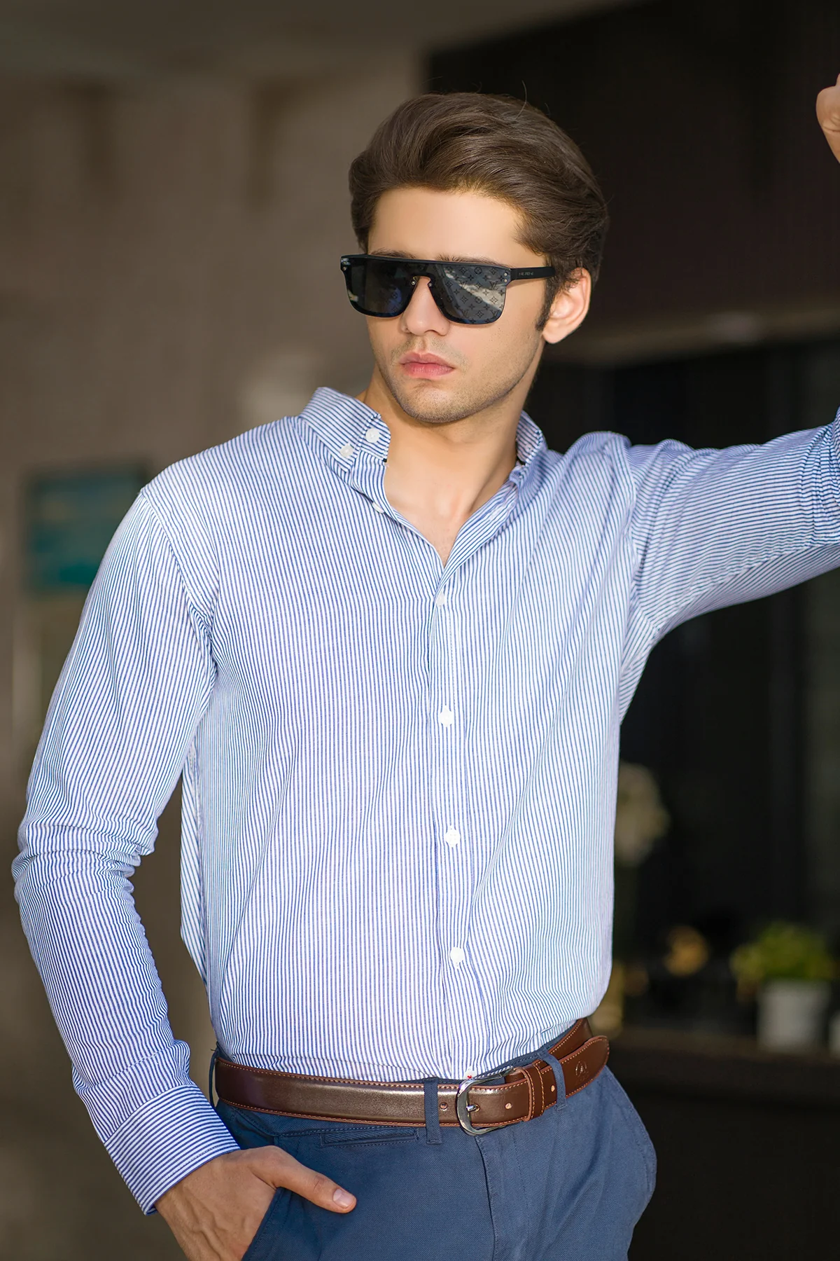 "ODION" Casual Strappy Cotton Casual Shirt - Image 2