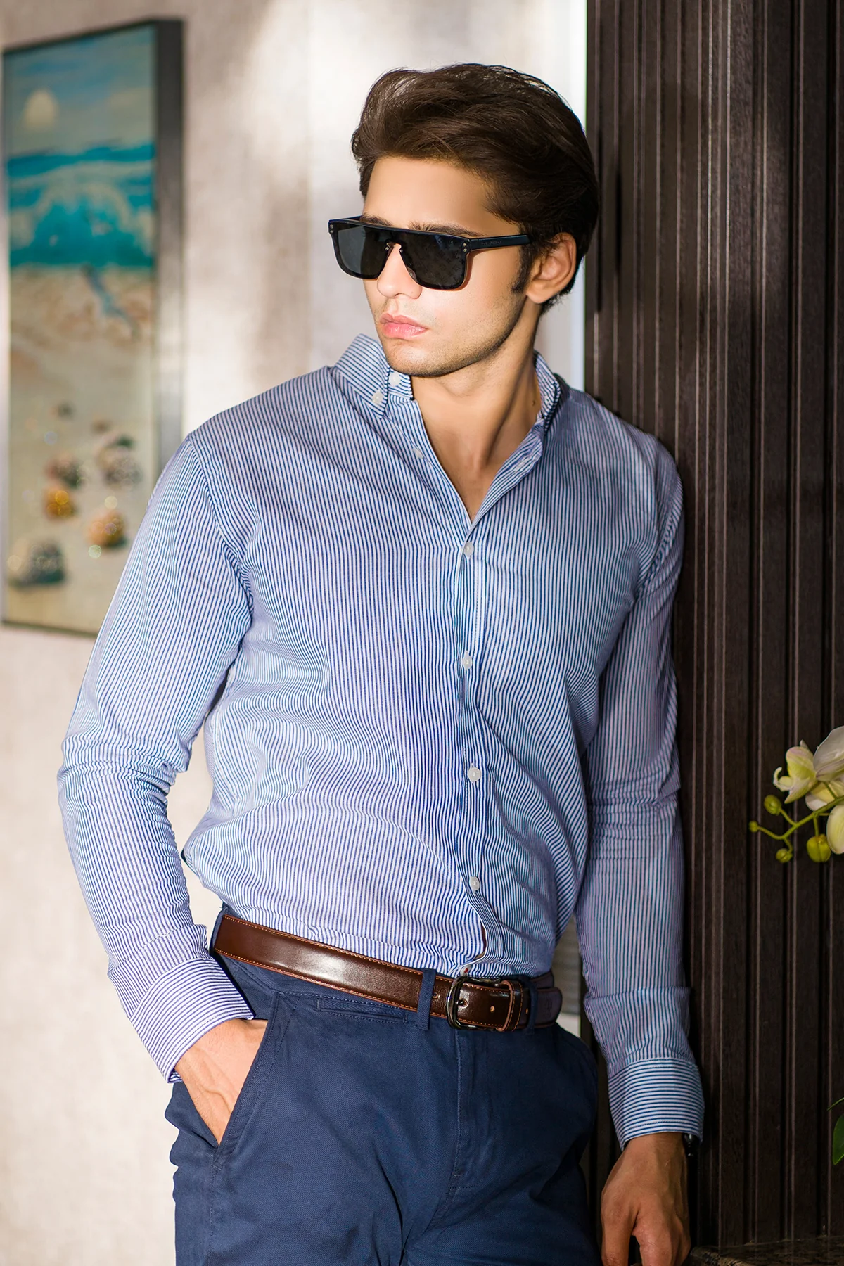 "ODION" Casual Strappy Cotton Casual Shirt - Image 3