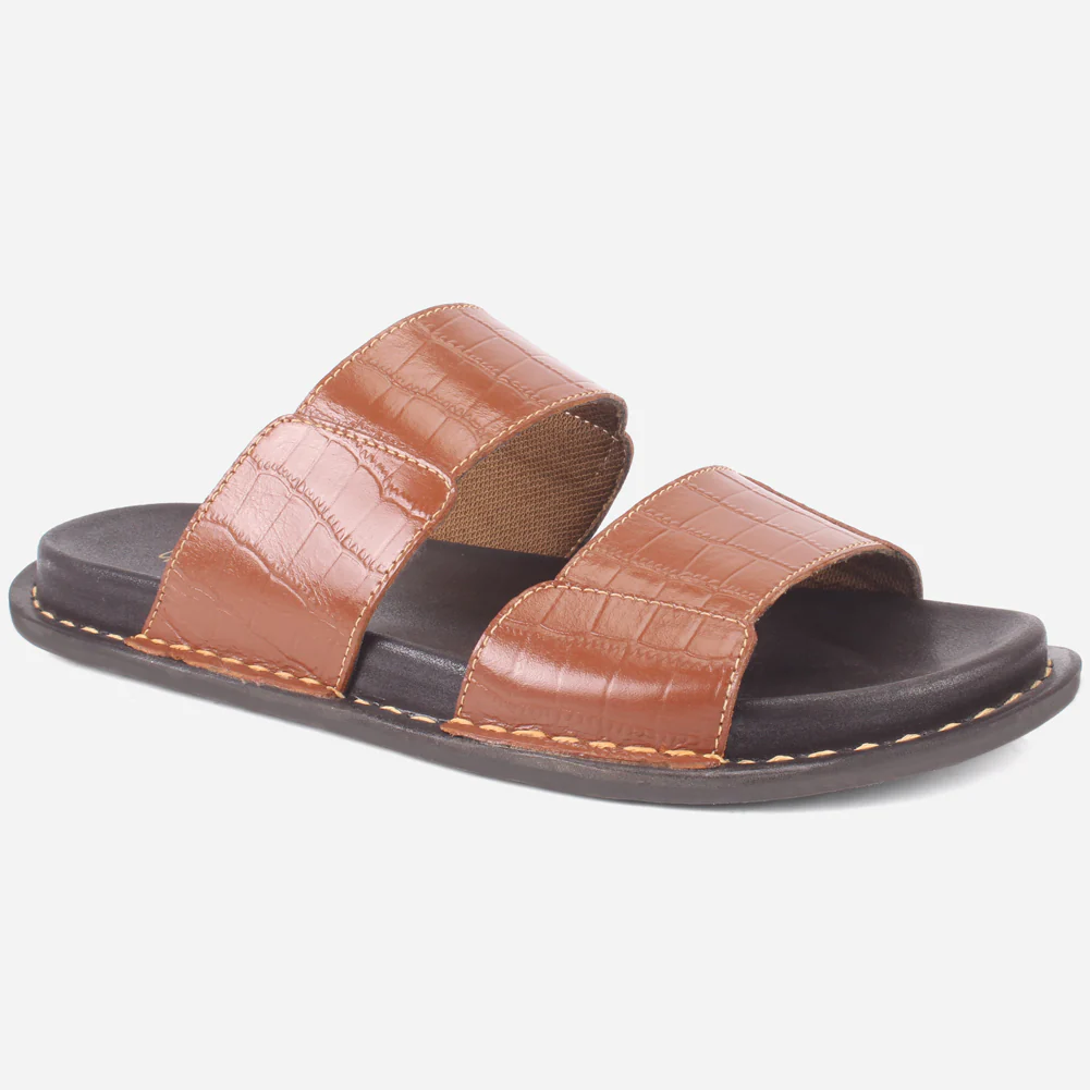 Mens "ROJER" Leather Summer Slippers