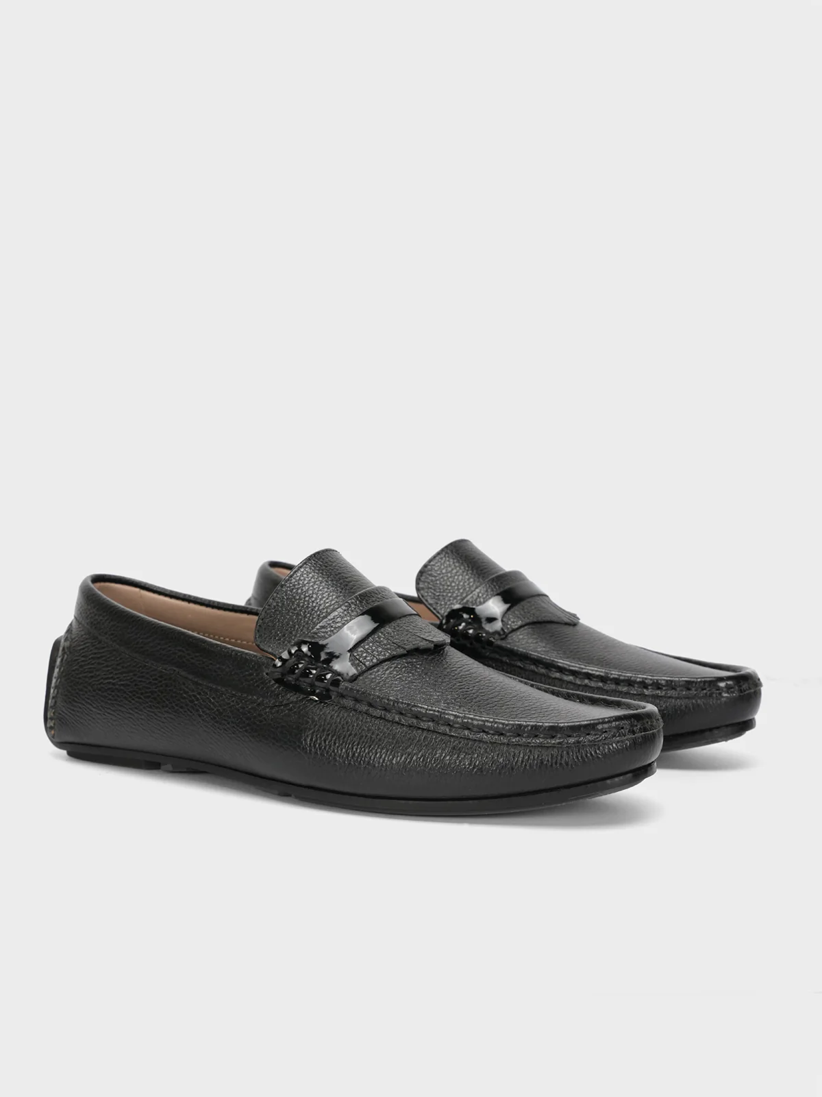 Mens "TRINITY" Leather Rounded Toe Moccasins - Image 2