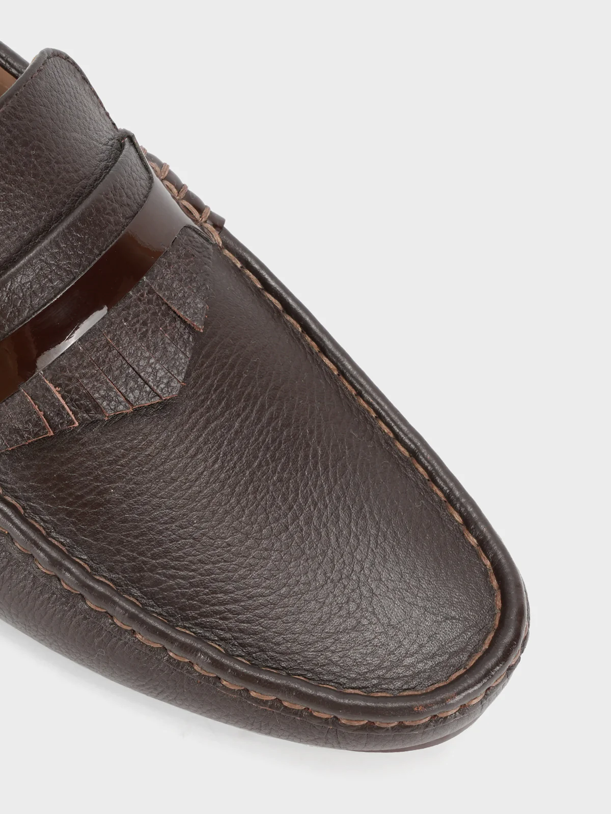 Mens "TRINITY" Leather Rounded Toe Moccasins - Image 4