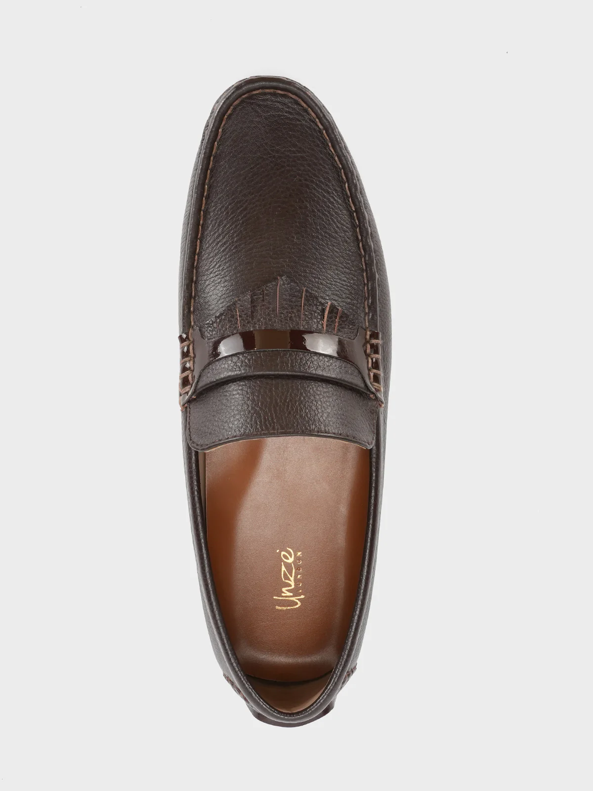 Mens "TRINITY" Leather Rounded Toe Moccasins - Image 5