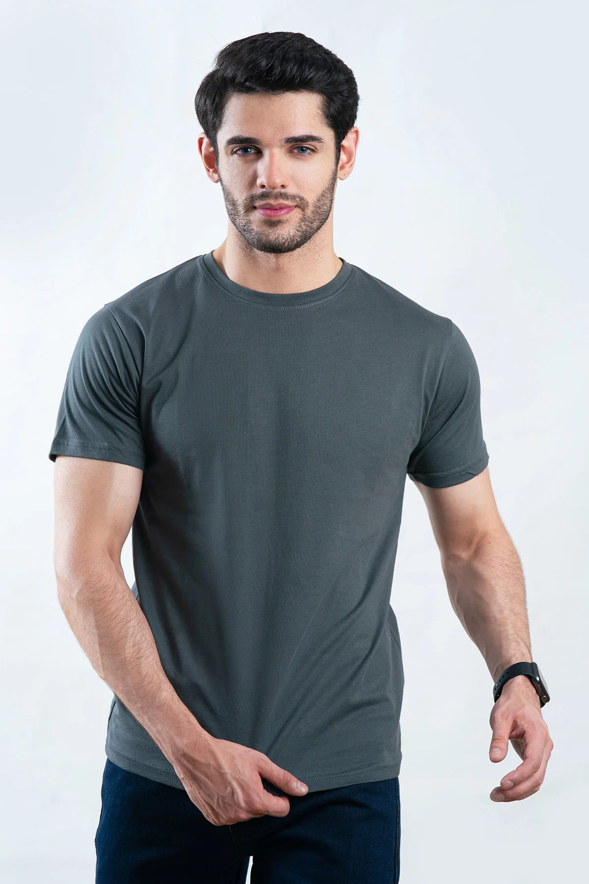 "VINEY" Basic Cotton Crew Neck T-Shirt - Image 3