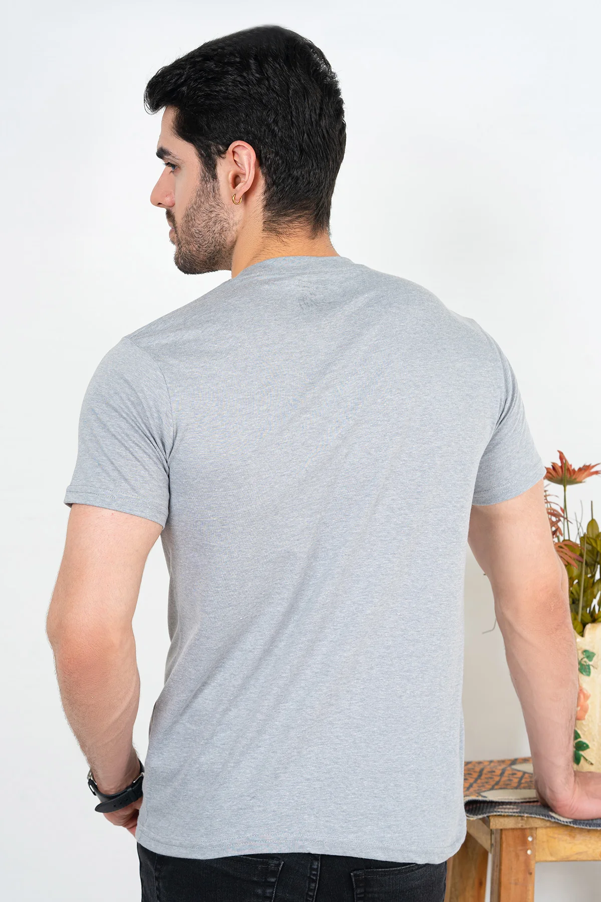 Mens" VINEY" Basic Cotton Crew Neck T-Shirt - Image 4