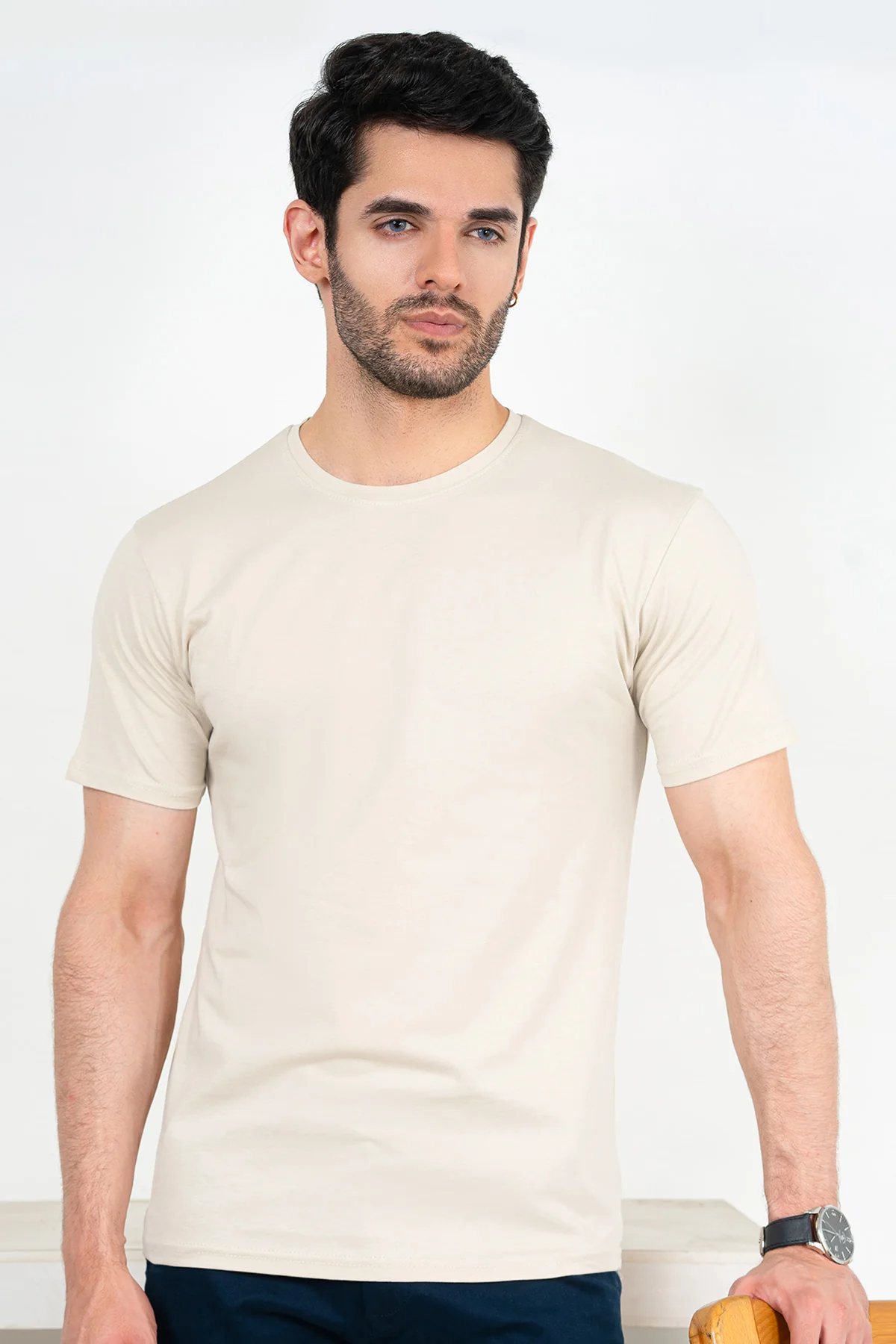 Mens" VINEY" Basic Cotton Crew Neck T-Shirt - Image 2