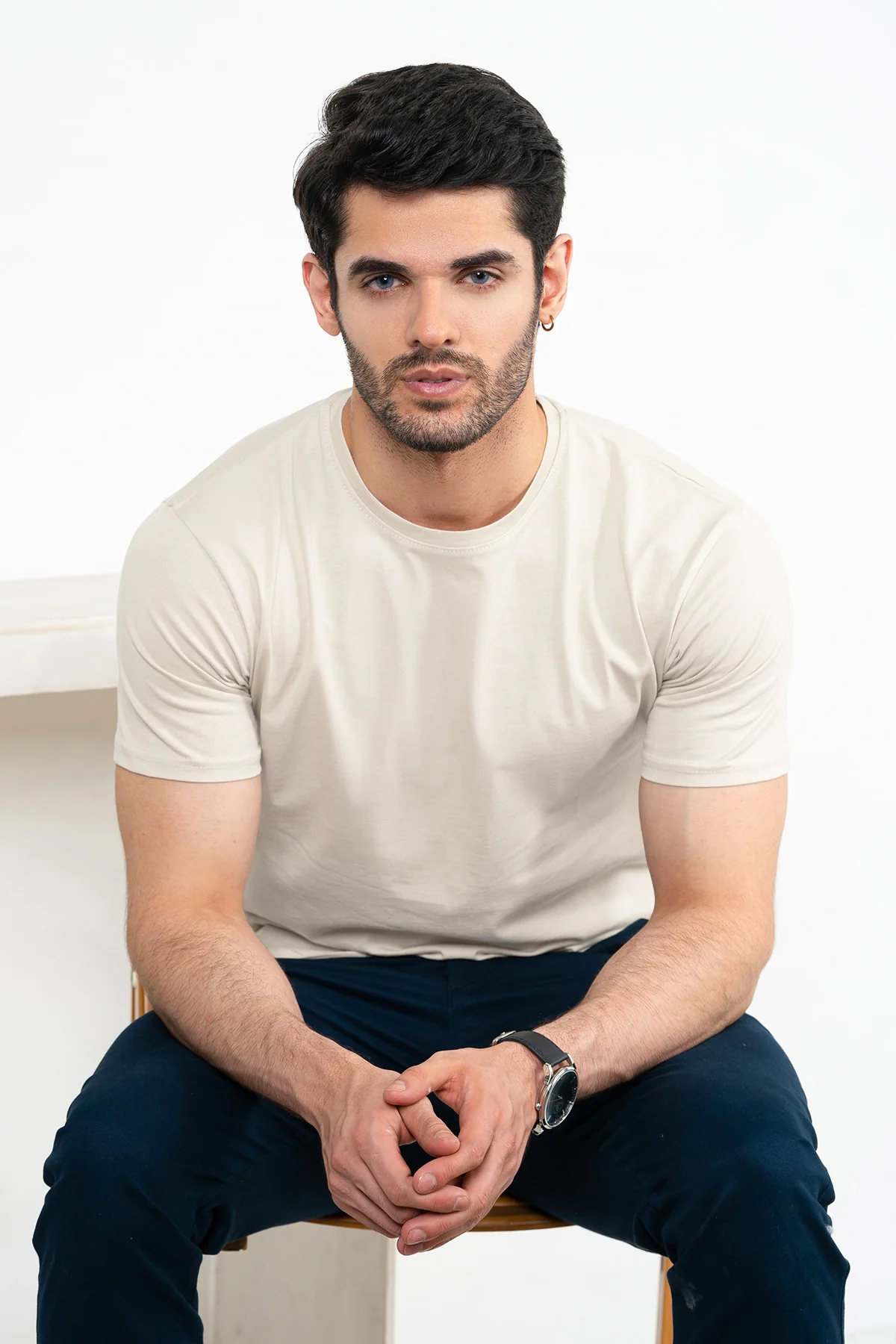 Mens" VINEY" Basic Cotton Crew Neck T-Shirt - Image 3