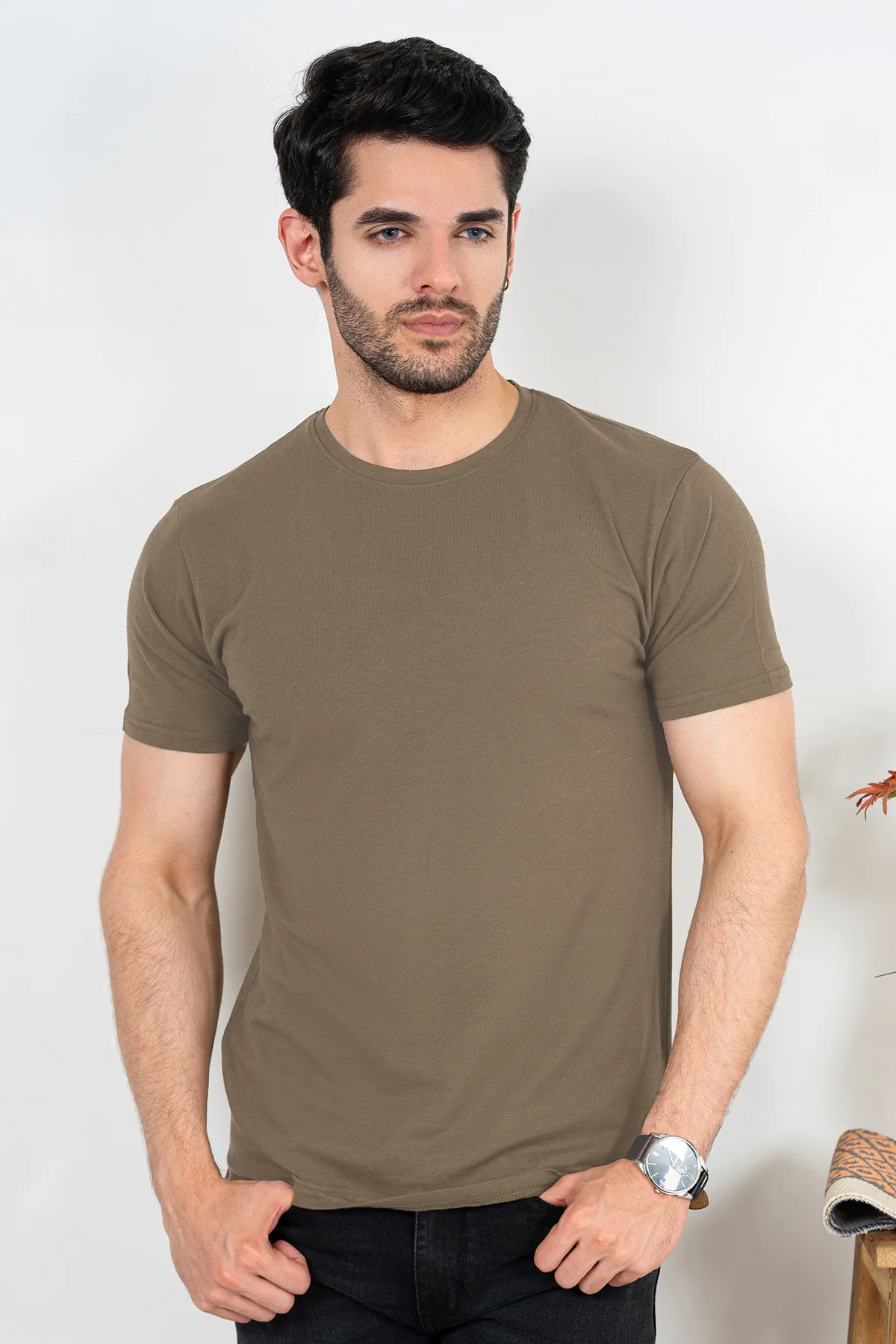 Mens" VINEY" Basic Cotton Crew Neck T-Shirt - Image 3