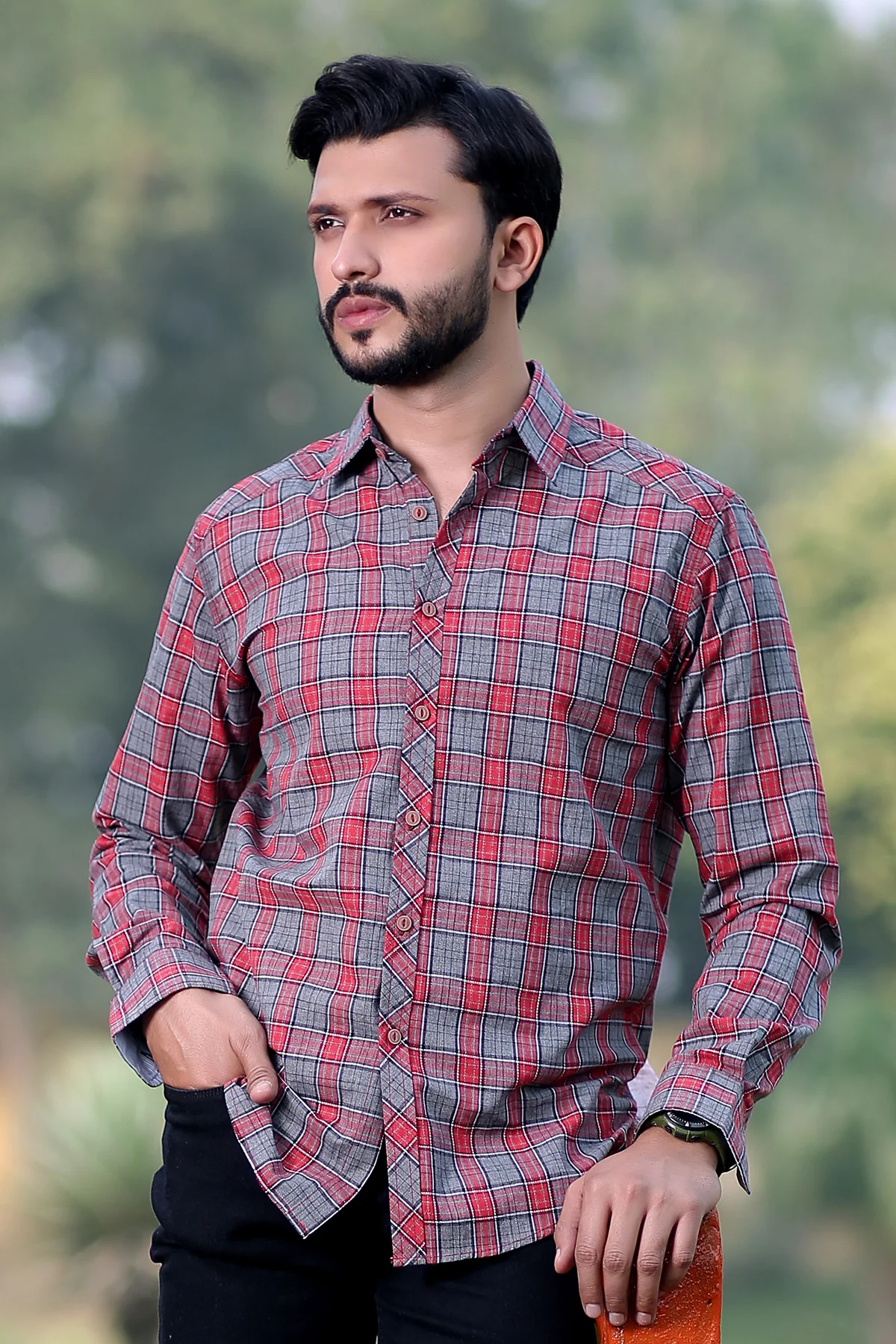Men's "WILLY" Cotton Full Sleeves Checked Shirt - Image 2