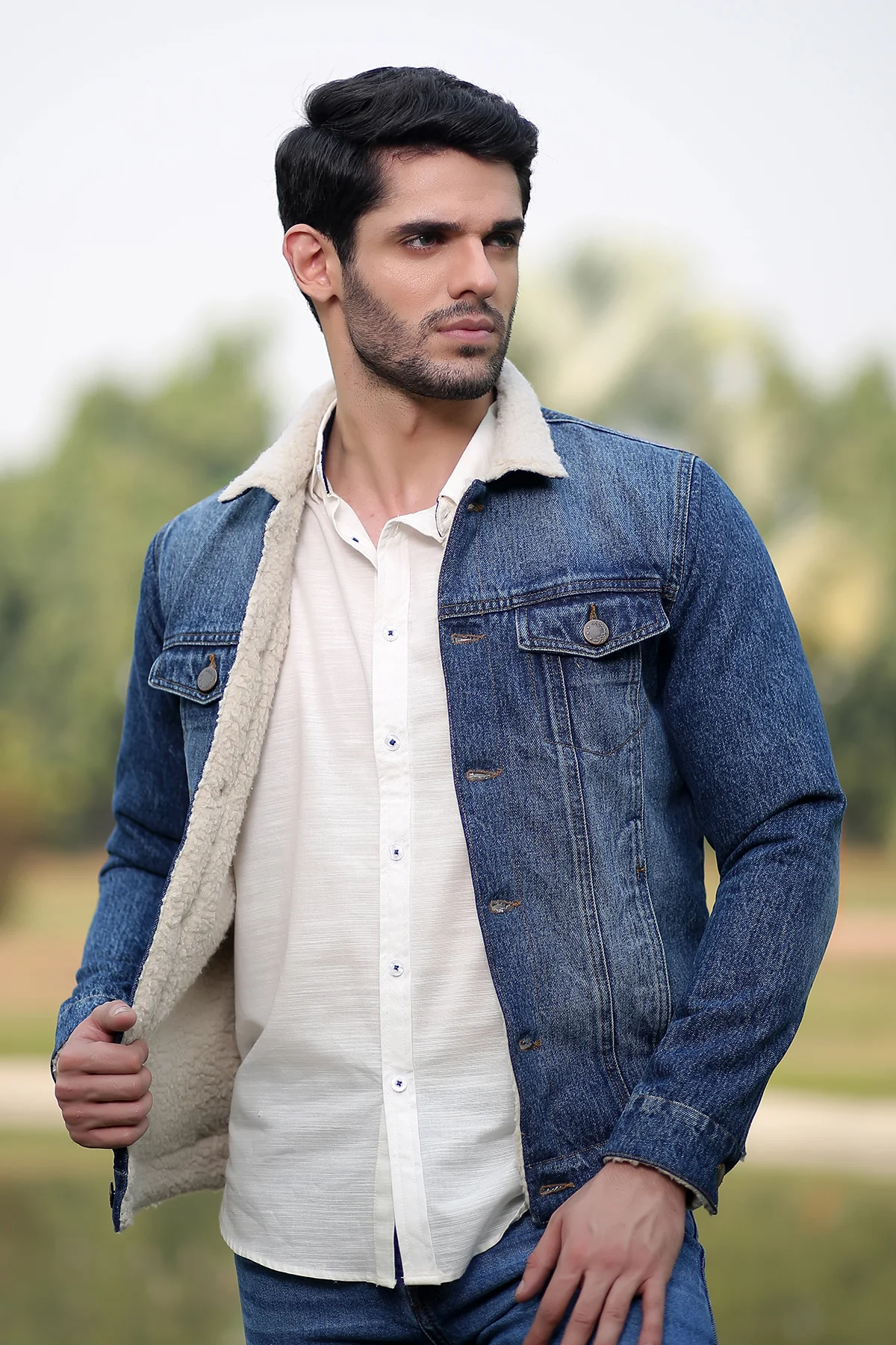 Men's “ZEMBA" Cotton Denim Sherpa Jacket Outerwear - Image 2