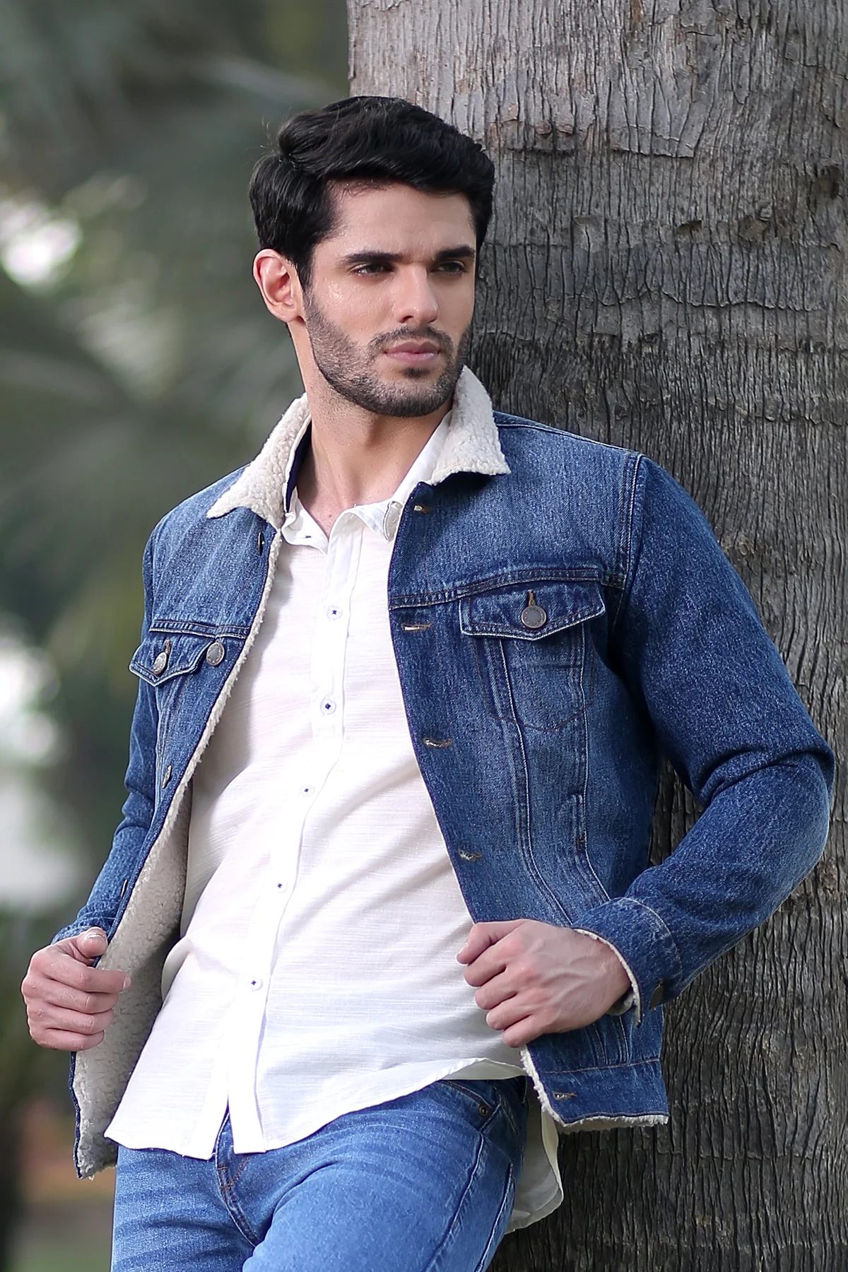 Men's “ZEMBA" Cotton Denim Sherpa Jacket Outerwear - Image 4