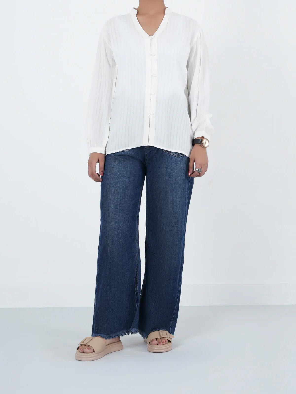 "MISAKI" Textured Regular Fit Cotton Top
