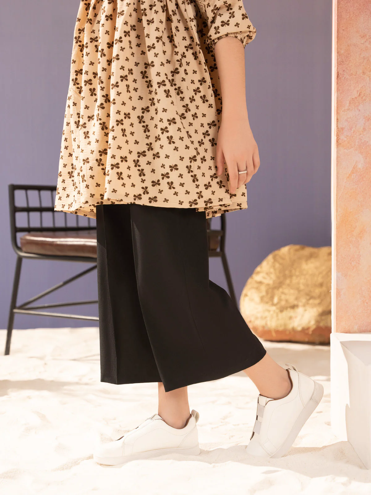 "MYRLE" Wide Leg Woven Cotton Trouser
