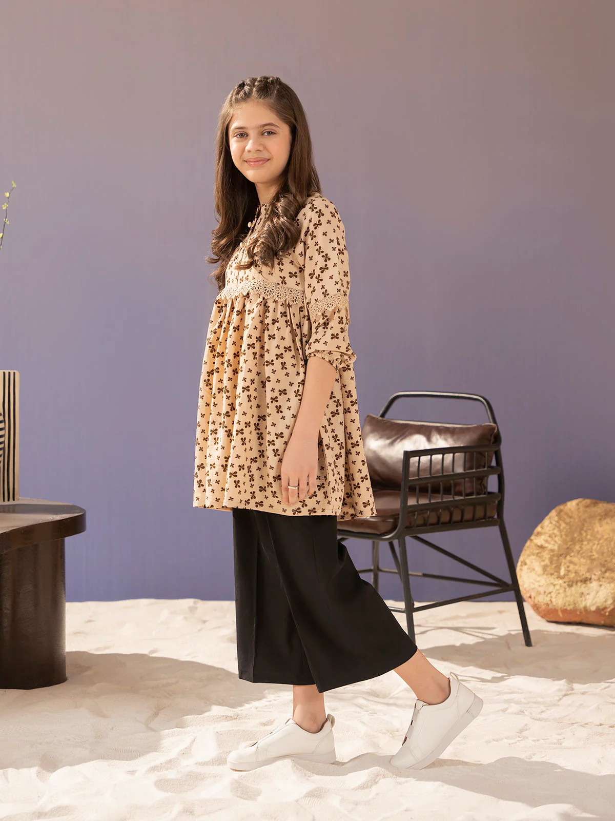 "MYRLE" Wide Leg Woven Cotton Trouser - Image 3