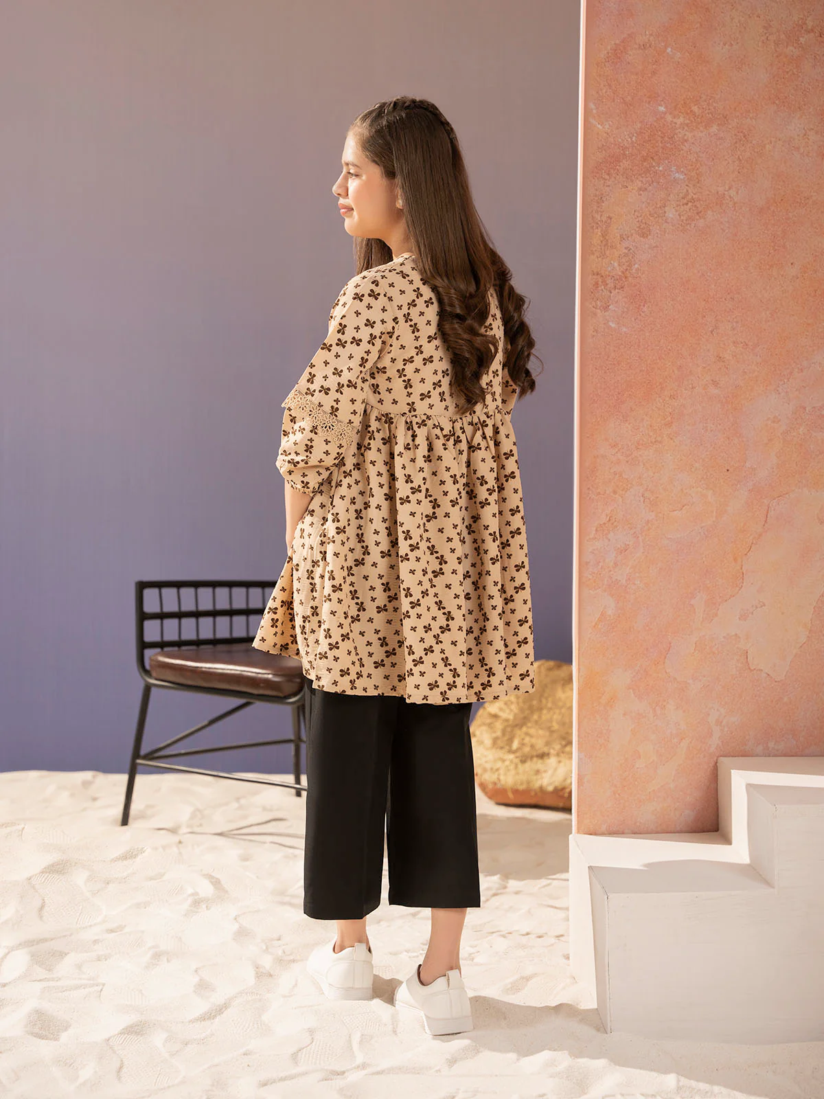 "MYRLE" Wide Leg Woven Cotton Trouser - Image 4