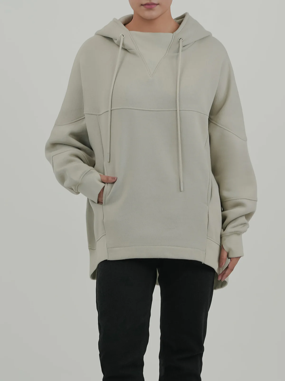 "NHUCHA" Trendy Cut & Sew Fleece Hoodie