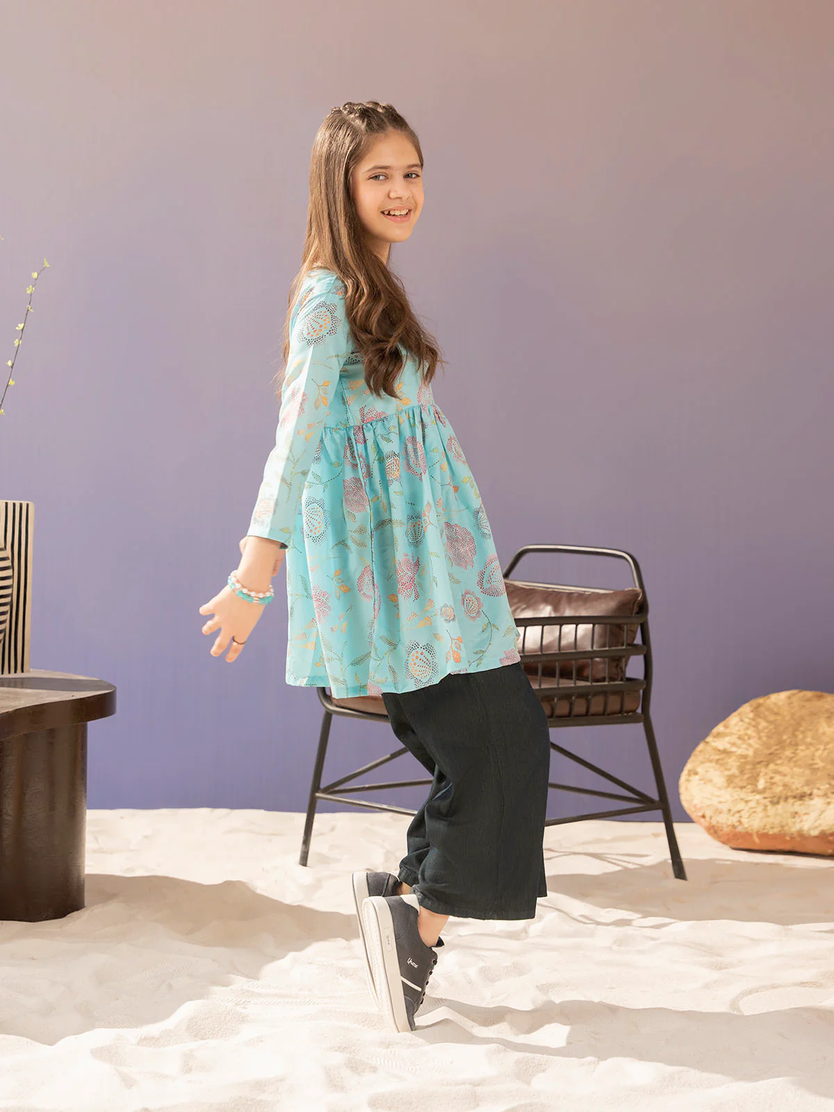 "OLETA" Plazo Fit Denim Jeans - Image 3