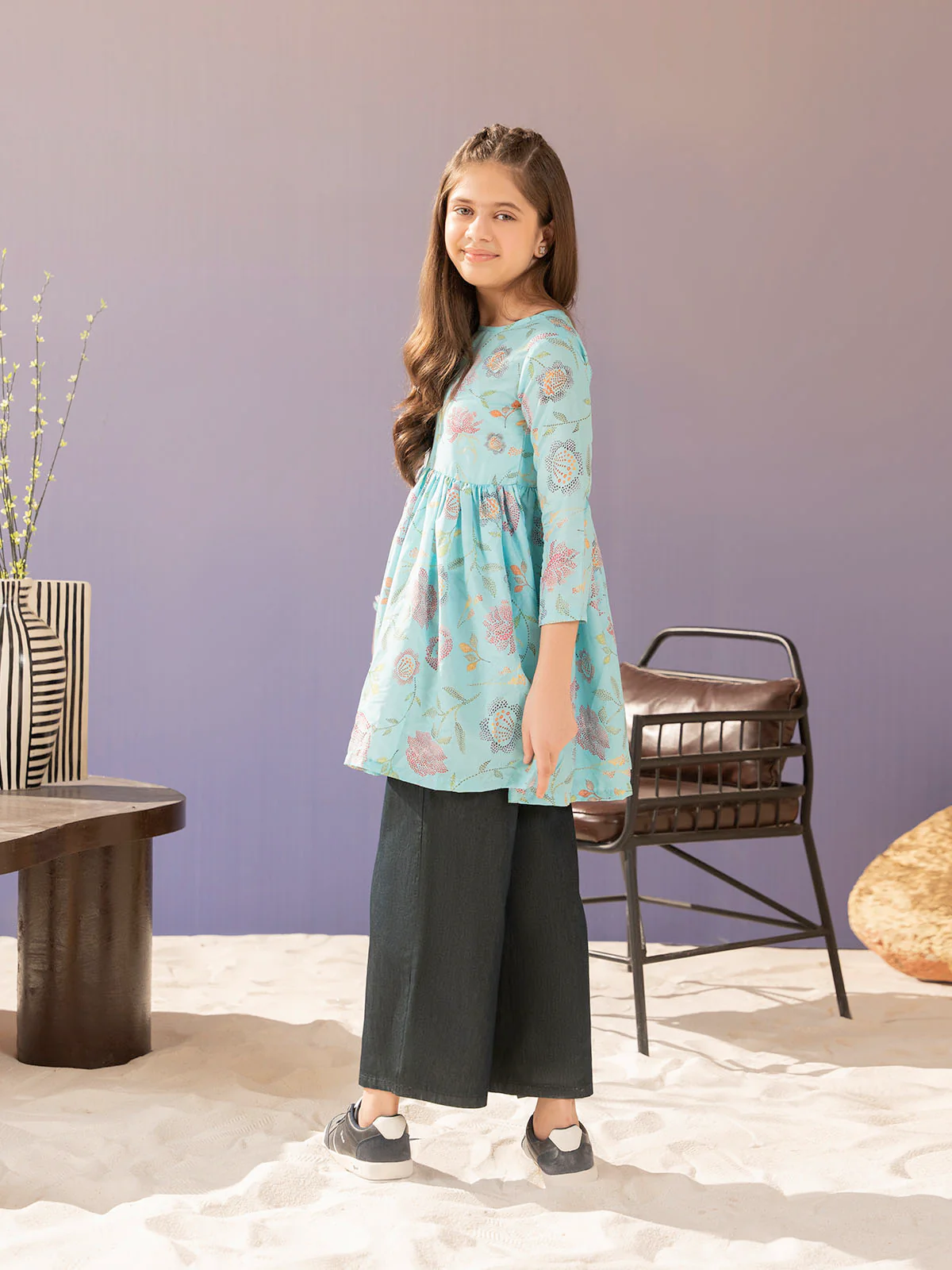 "OLETA" Plazo Fit Denim Jeans - Image 5