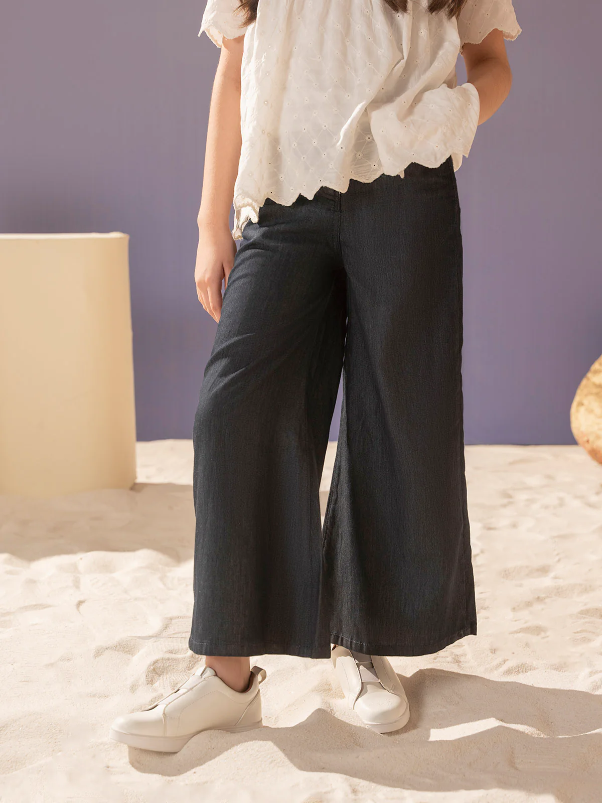 "OLETA" Plazo Fit Denim Jeans