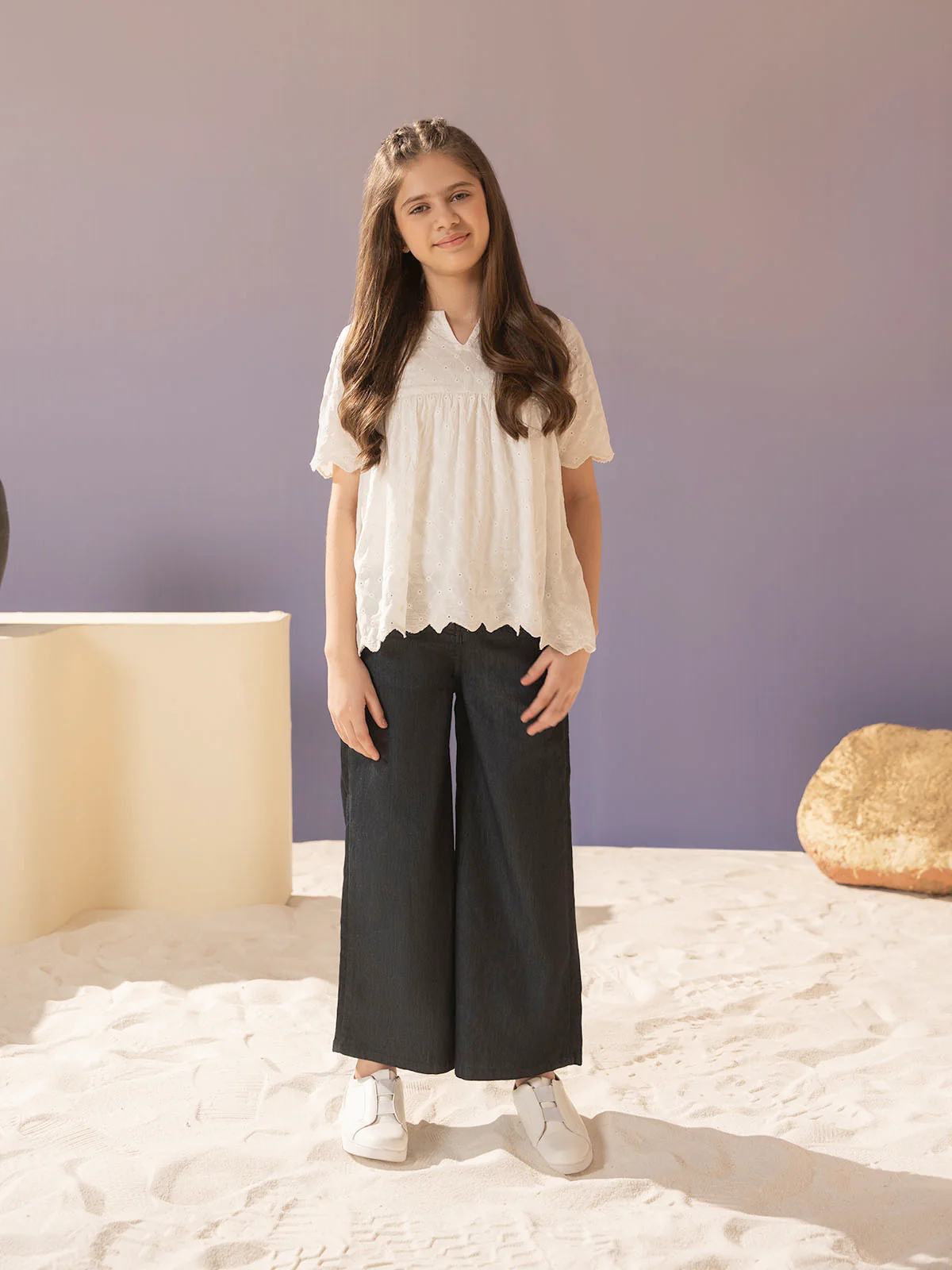 "OLETA" Plazo Fit Denim Jeans - Image 2