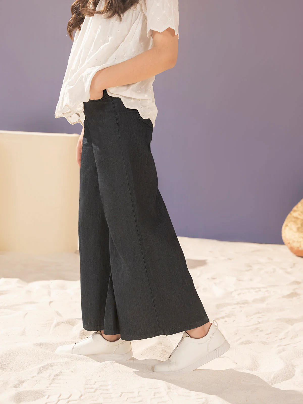 "OLETA" Plazo Fit Denim Jeans - Image 3