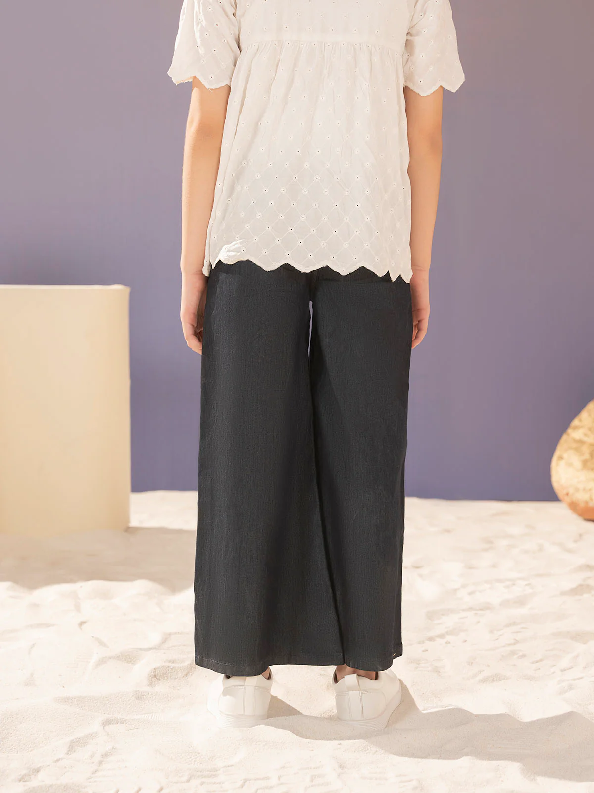 "OLETA" Plazo Fit Denim Jeans - Image 4