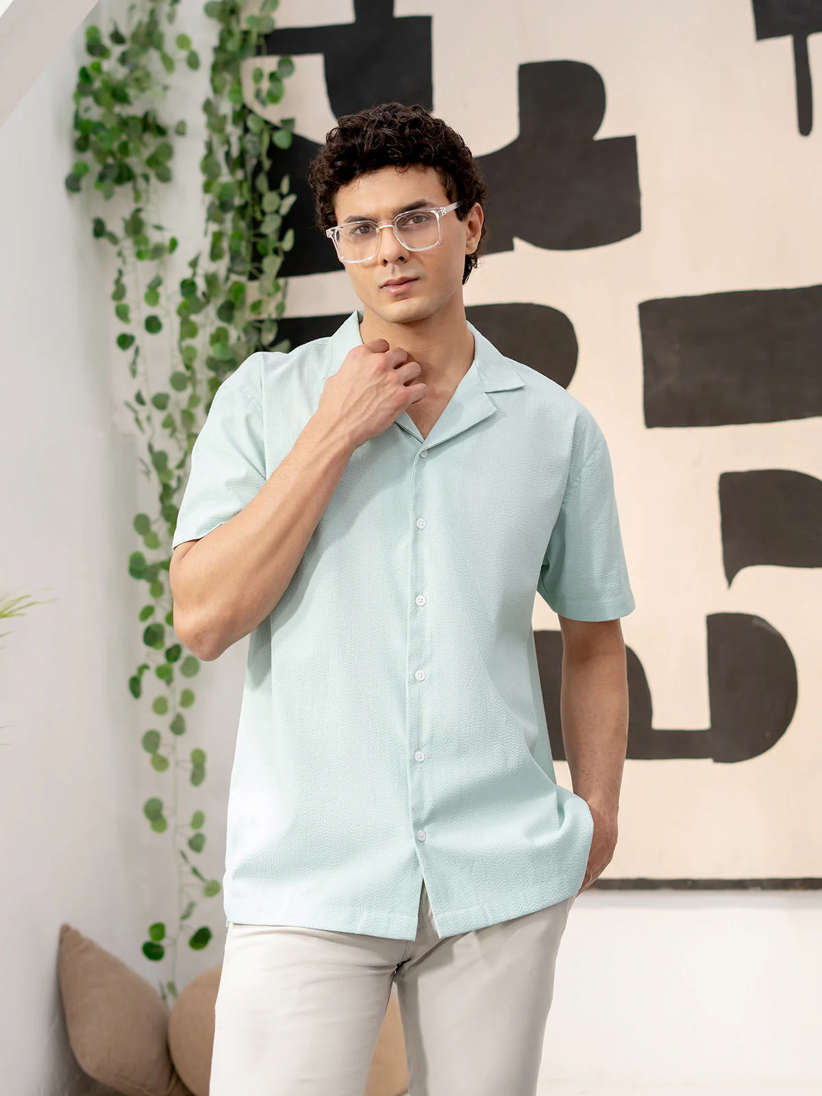 "OMARI" Regular Fit Cotton Casual Shirt