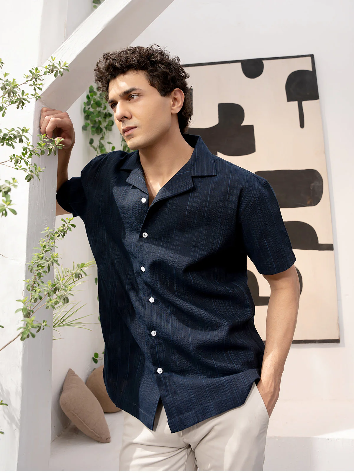 "OMARI" Regular Fit Cotton Casual Shirt