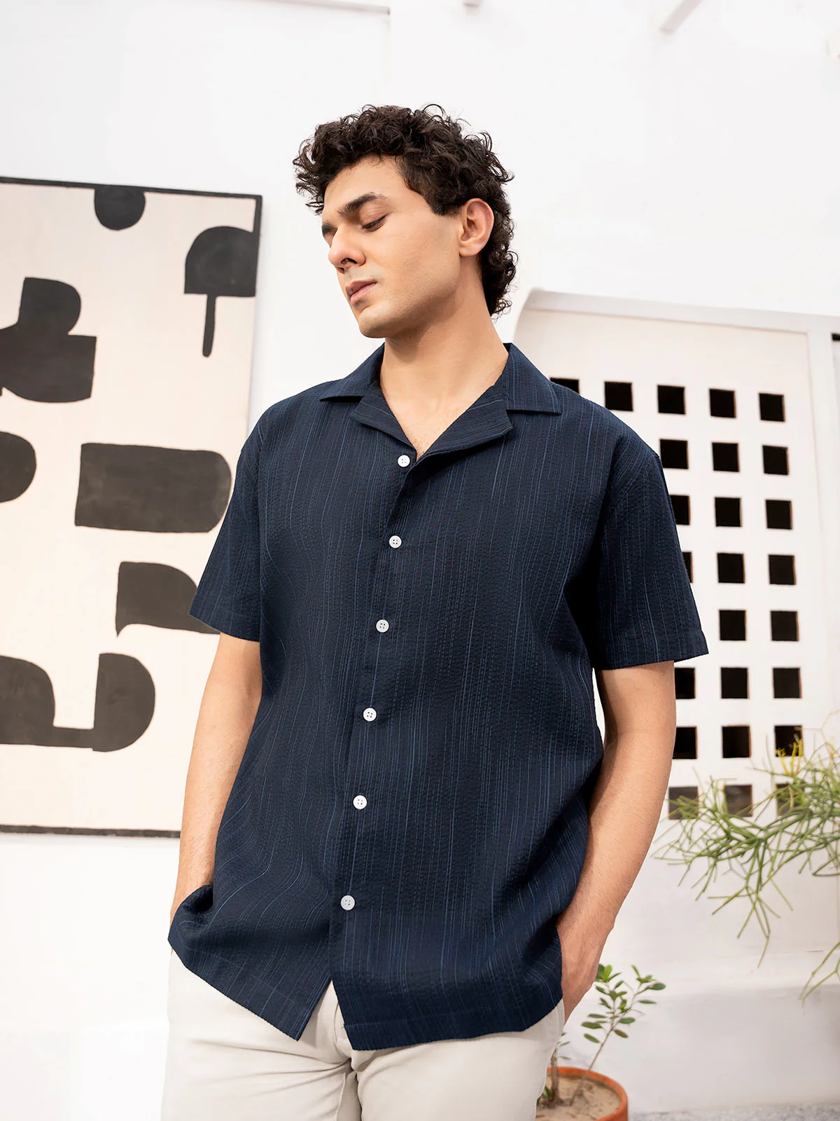 "OMARI" Regular Fit Cotton Casual Shirt - Image 3