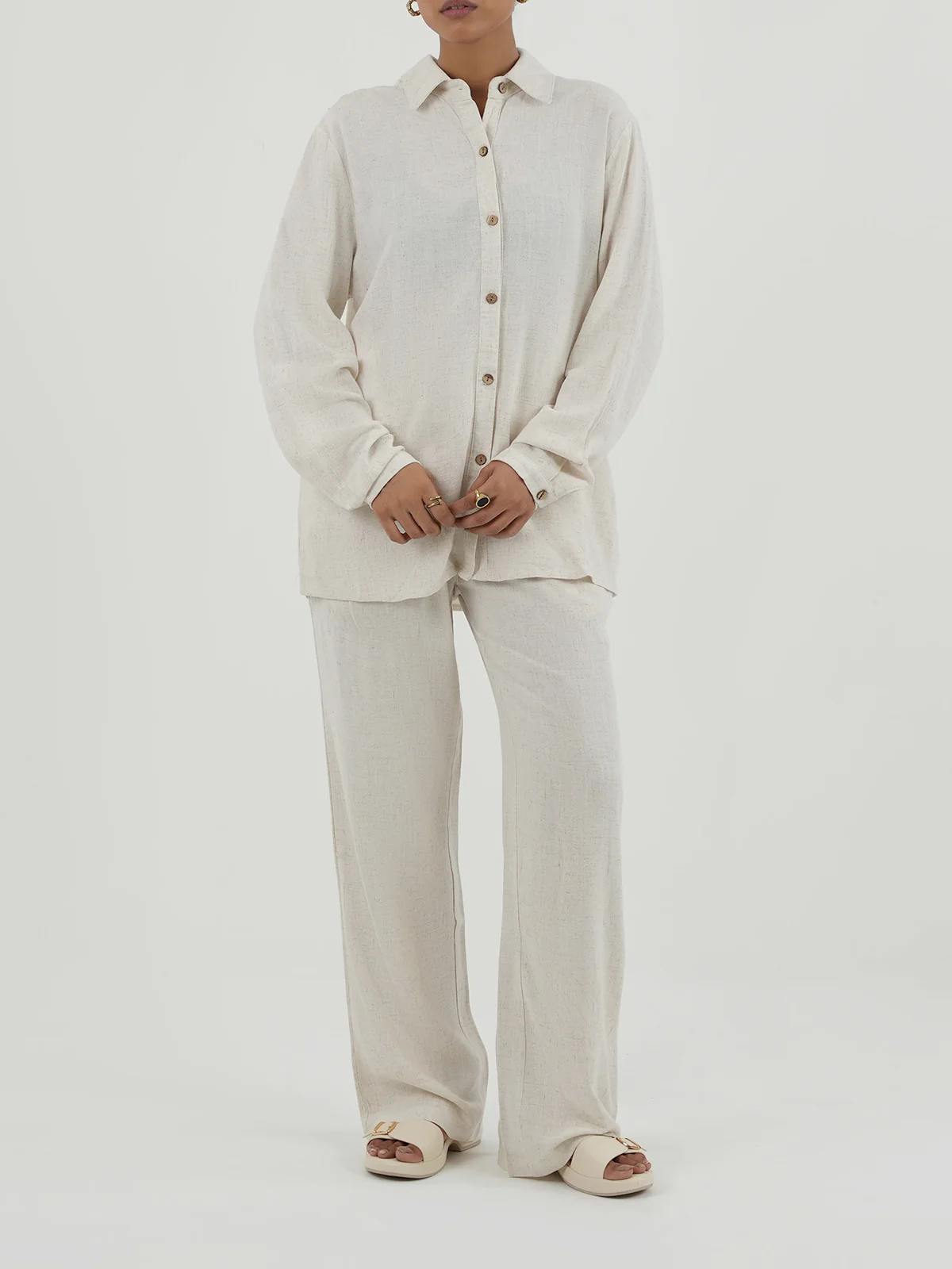 "ORAEFO" Regular fit Linen Co-Ord Set