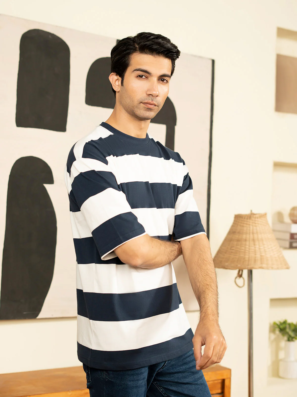 "PALMER" Yarn Dyed Drop Shoulder T-Shirt - Image 3