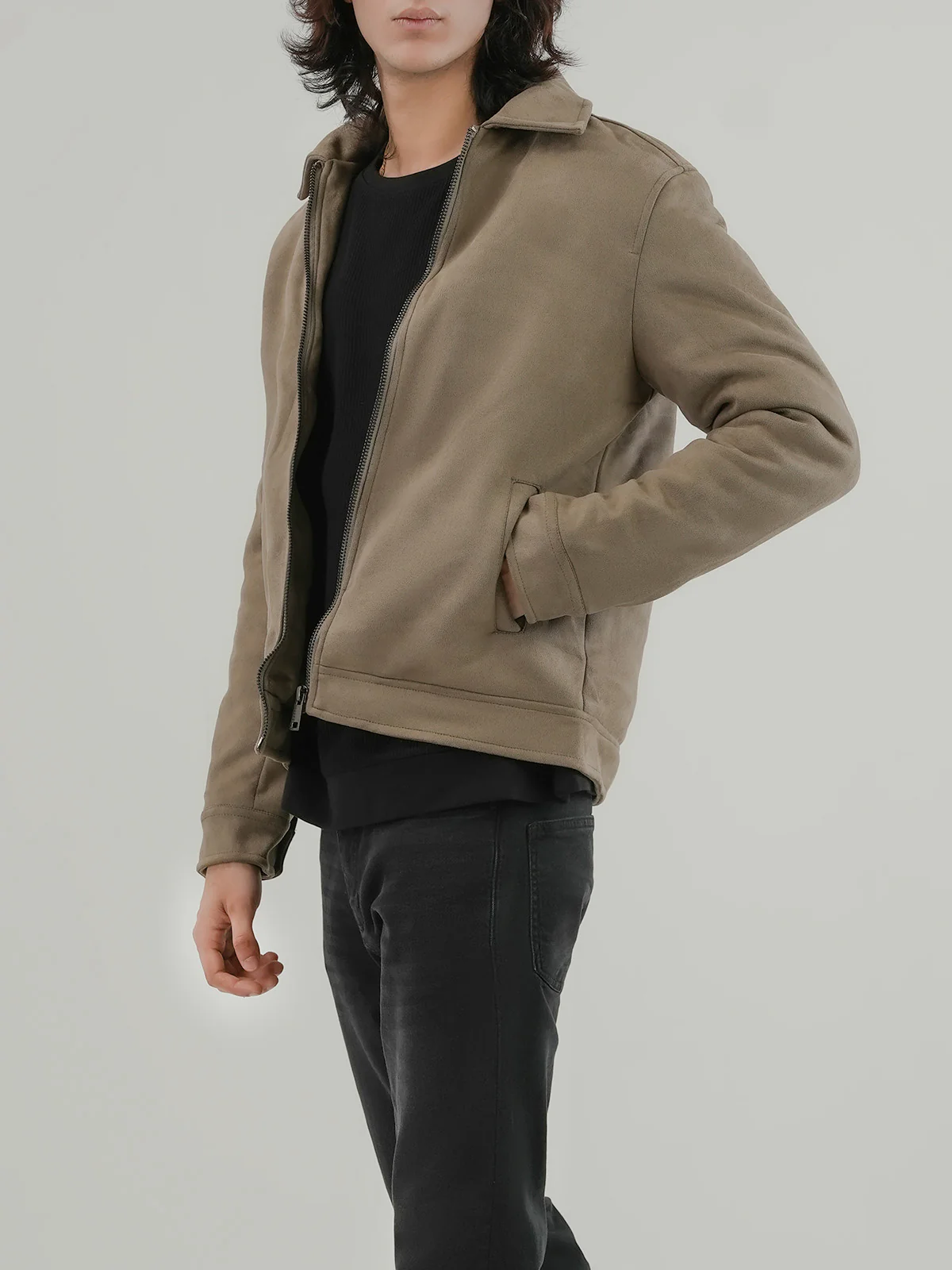 "PAOLA" Regular Fit Suede Jacket - Image 3