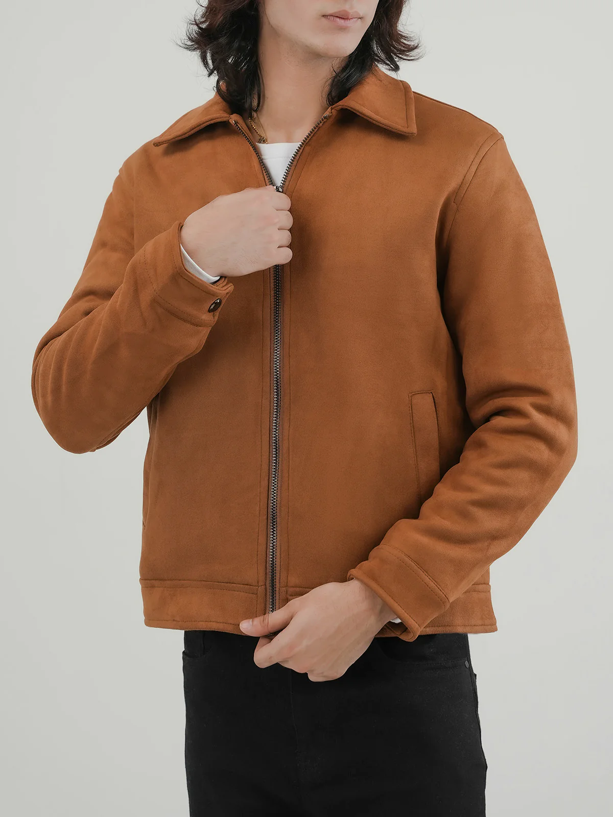 "PAOLA" Regular Fit Suede Jacket - Image 4