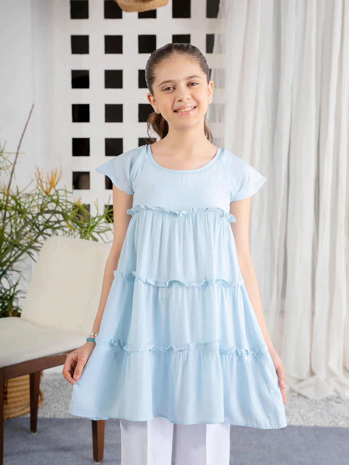 "PERRIN" Regular Textured Cotton Dress - Image 2
